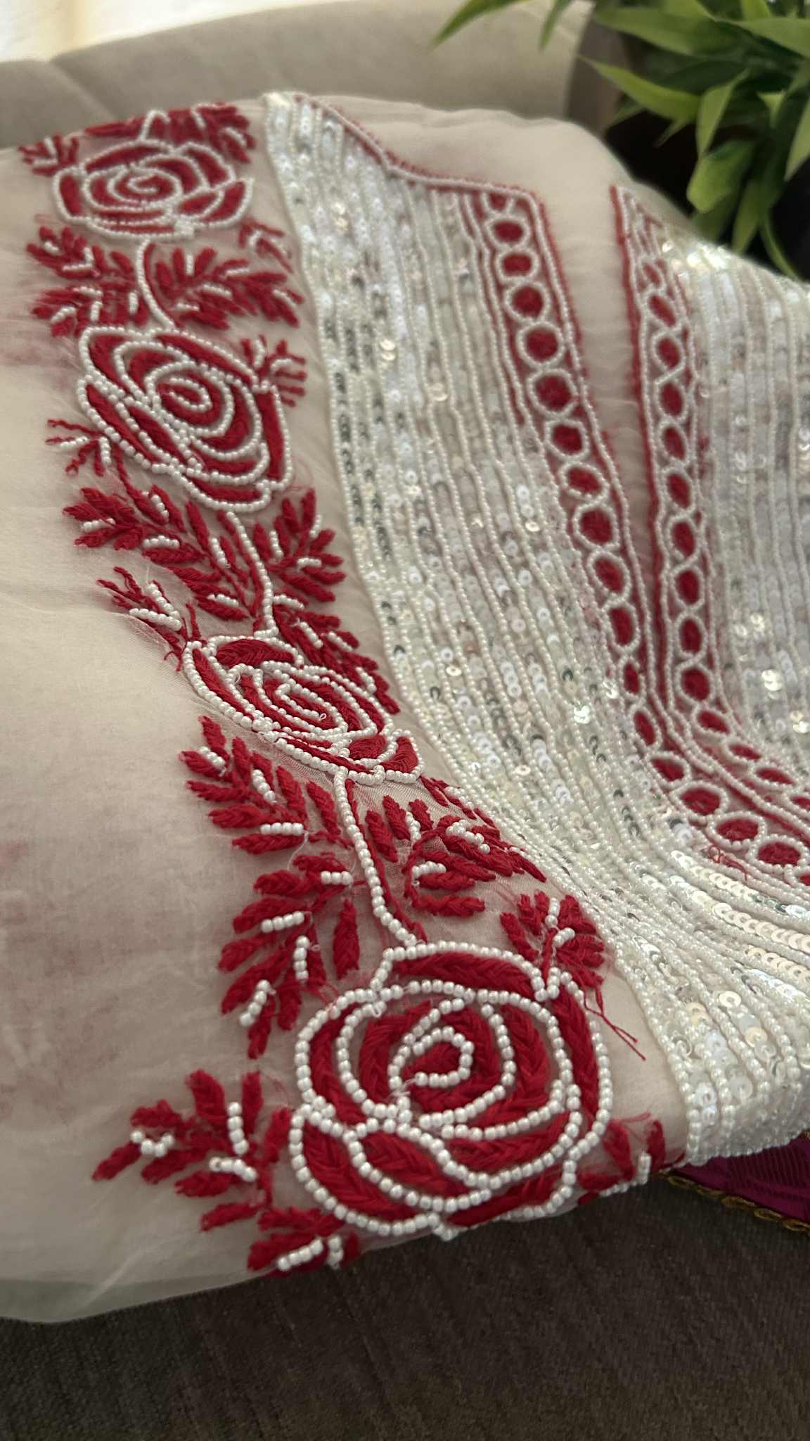 Exclusive Organza Pearl Chikankari Suit
