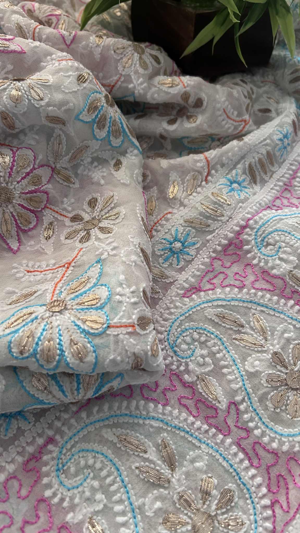 Multicolour Gota Patti Chikankari Dupatta