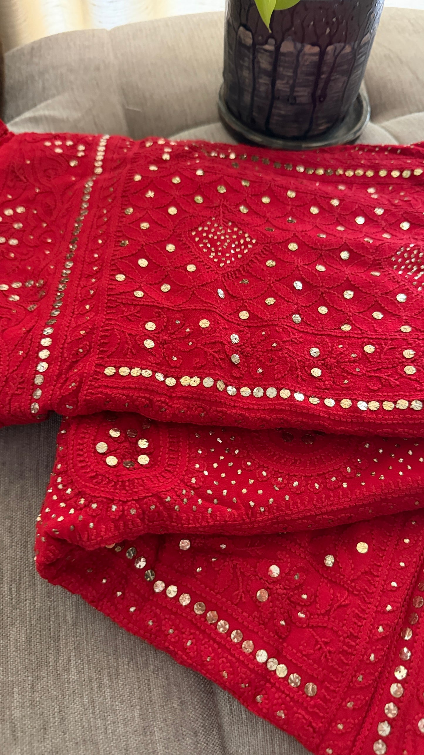 Party Wear Mukaish Chikankari Saree for Women