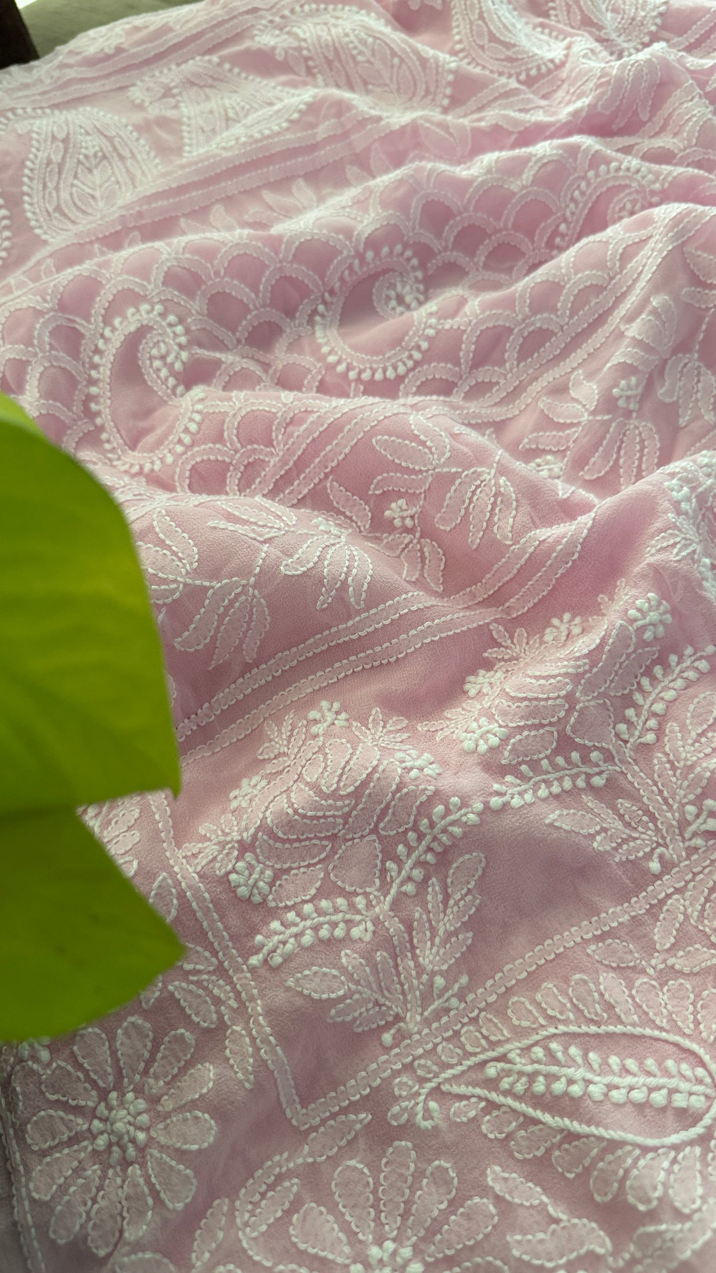 Pink Lucknowi Chikankari Saree