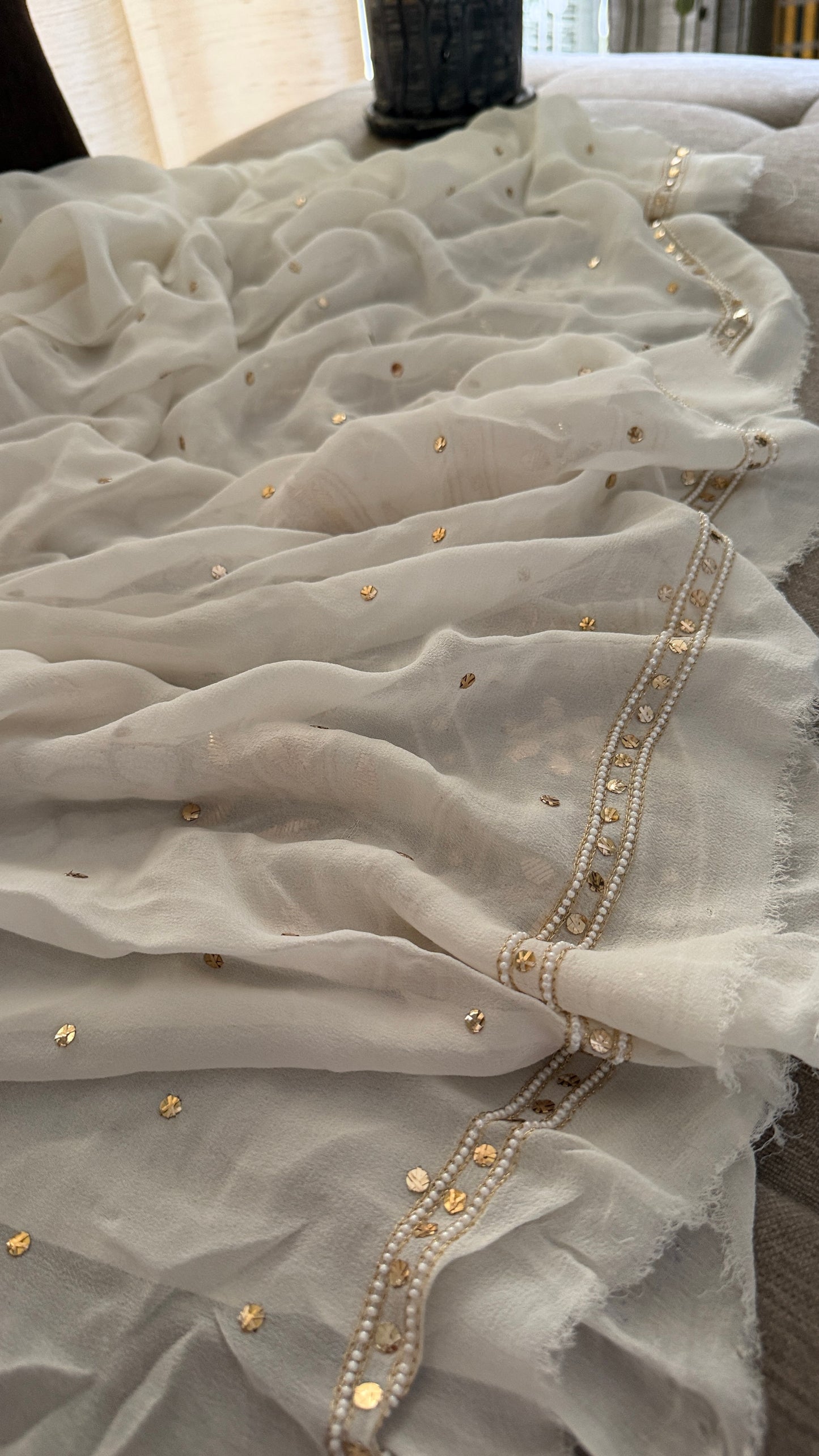 Masterpiece Ivory White Pearl Mukaish Suit