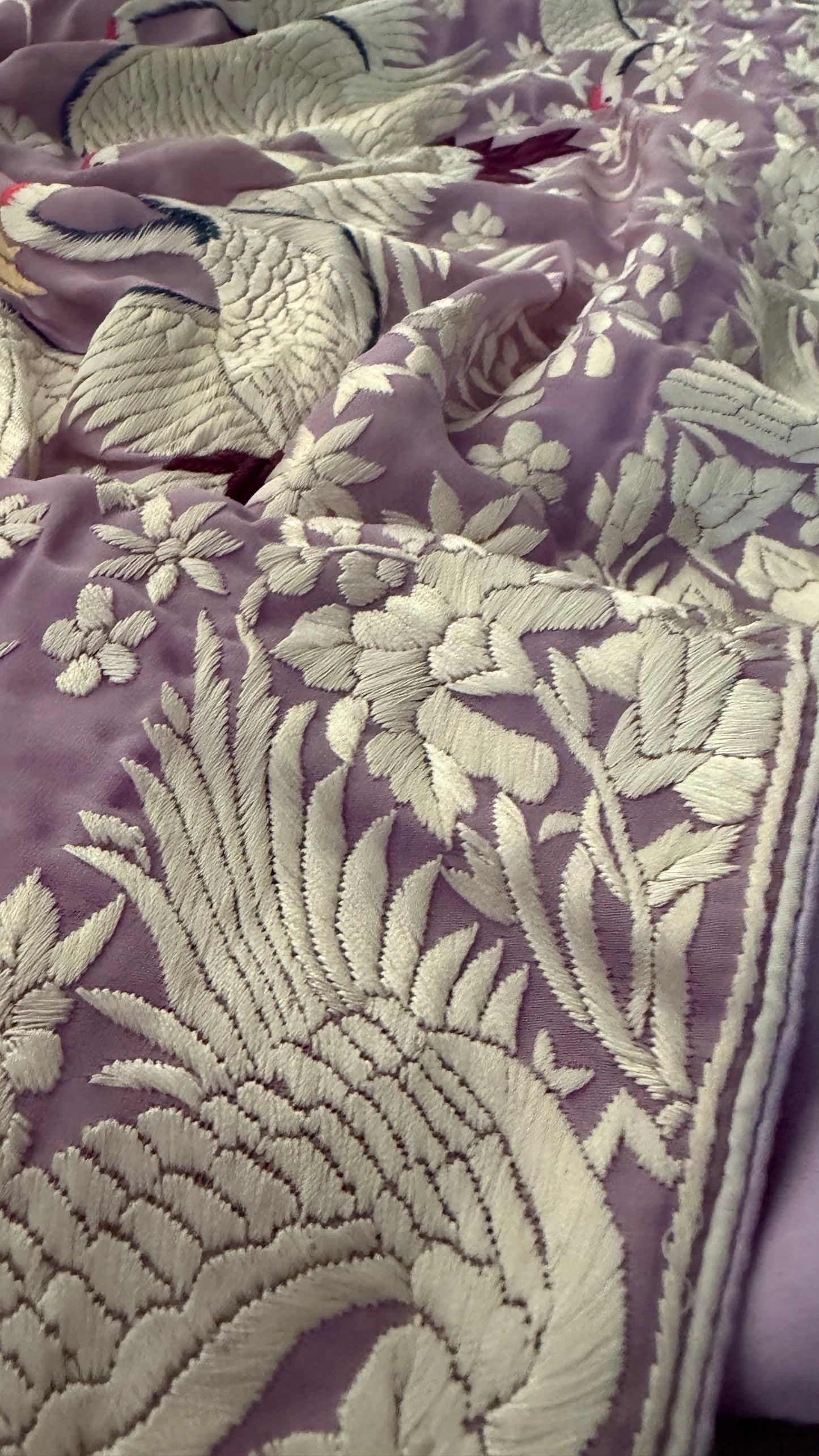 Lilac Pure Georgette Parsi Gara Dupatta