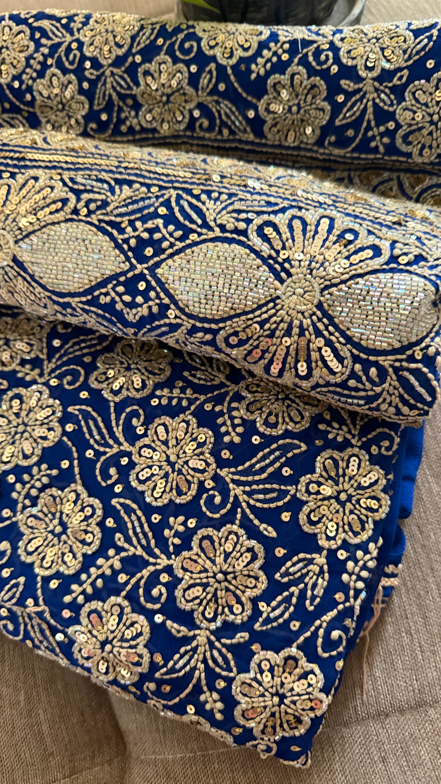 Royal Blue Gold Chikankari Suit for Women