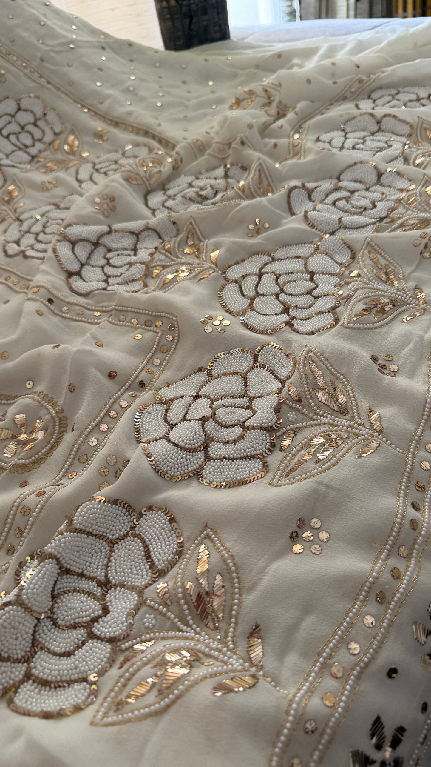 Masterpiece Ivory White Pearl Mukaish Suit