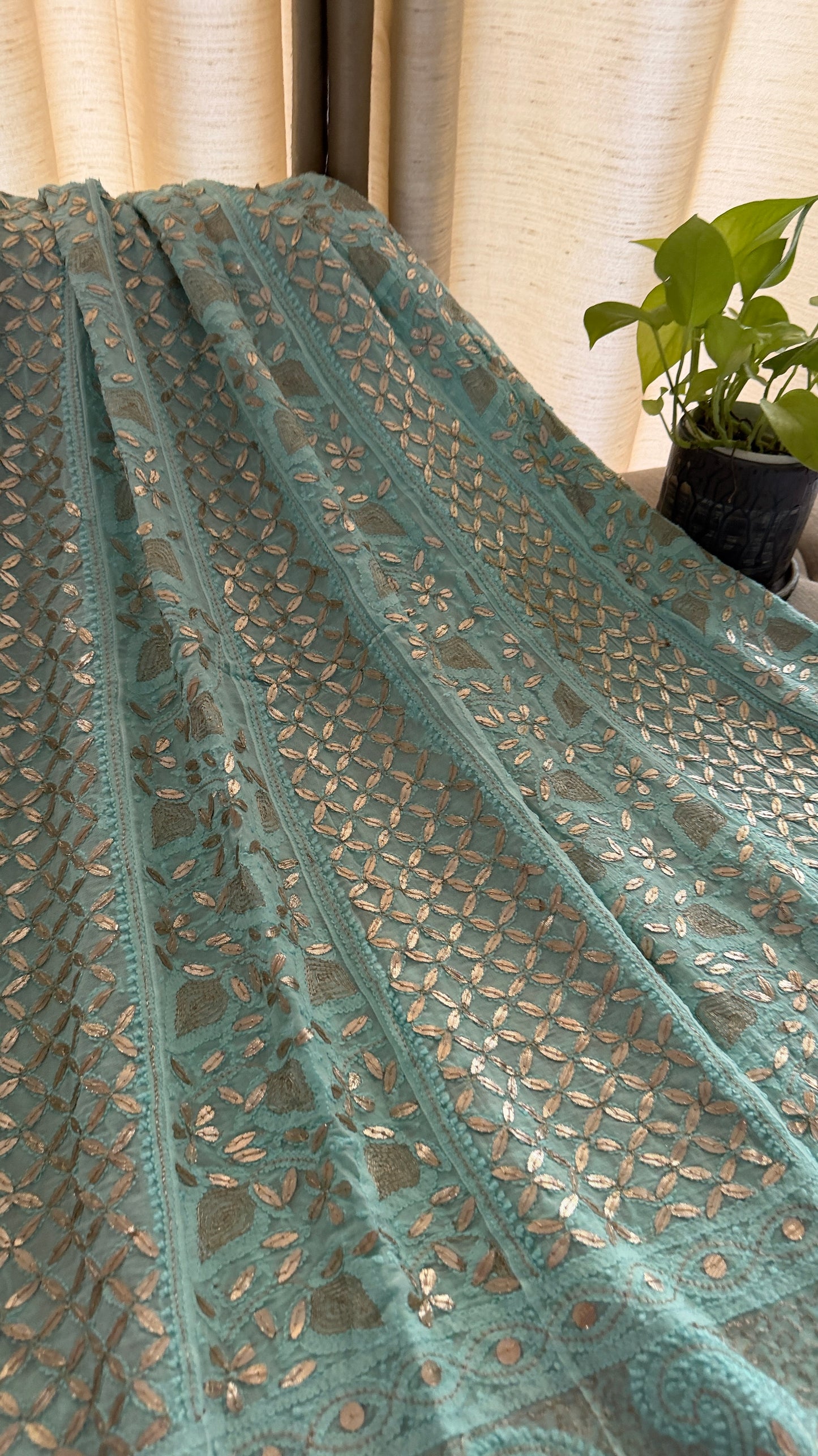 Designer Green Gota Patti Chikankari Anarkali Suit (Anarkali And Dupatta)