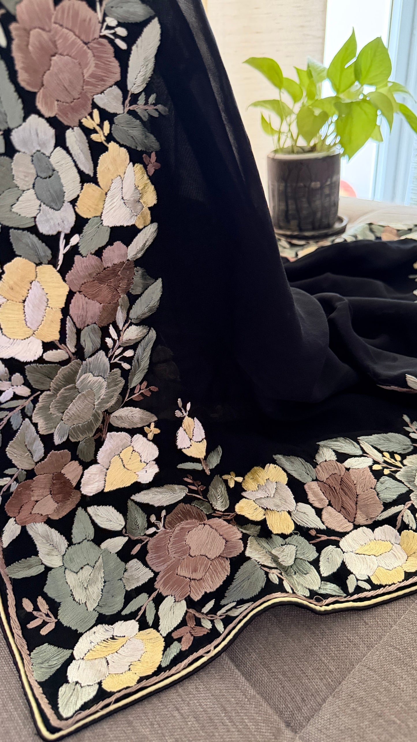 Designer Floral Parsi Gara Suit (Three Piece)