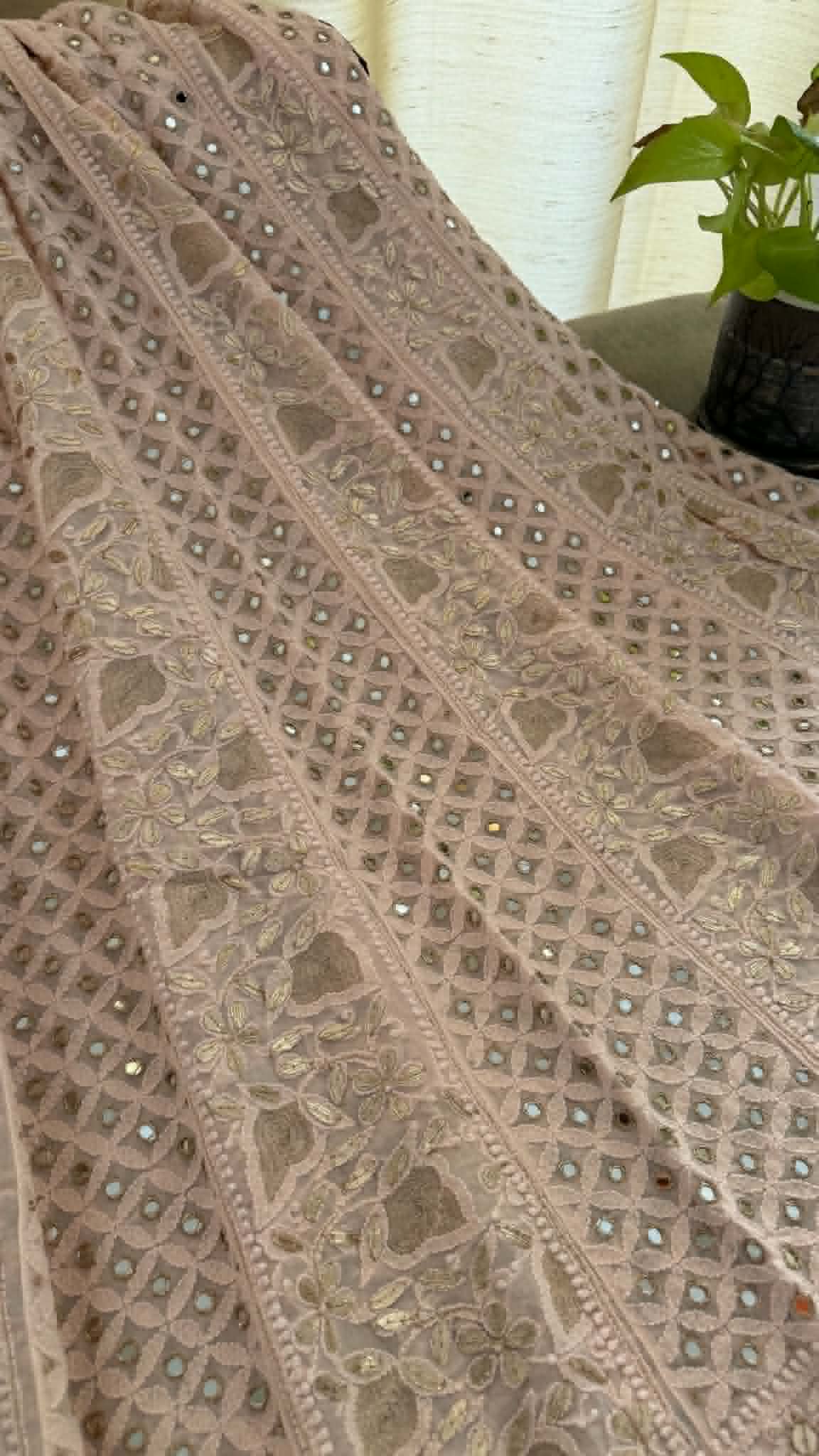 Pastel Pink Mirror Gota Patti Chikankari Anarkali Suit