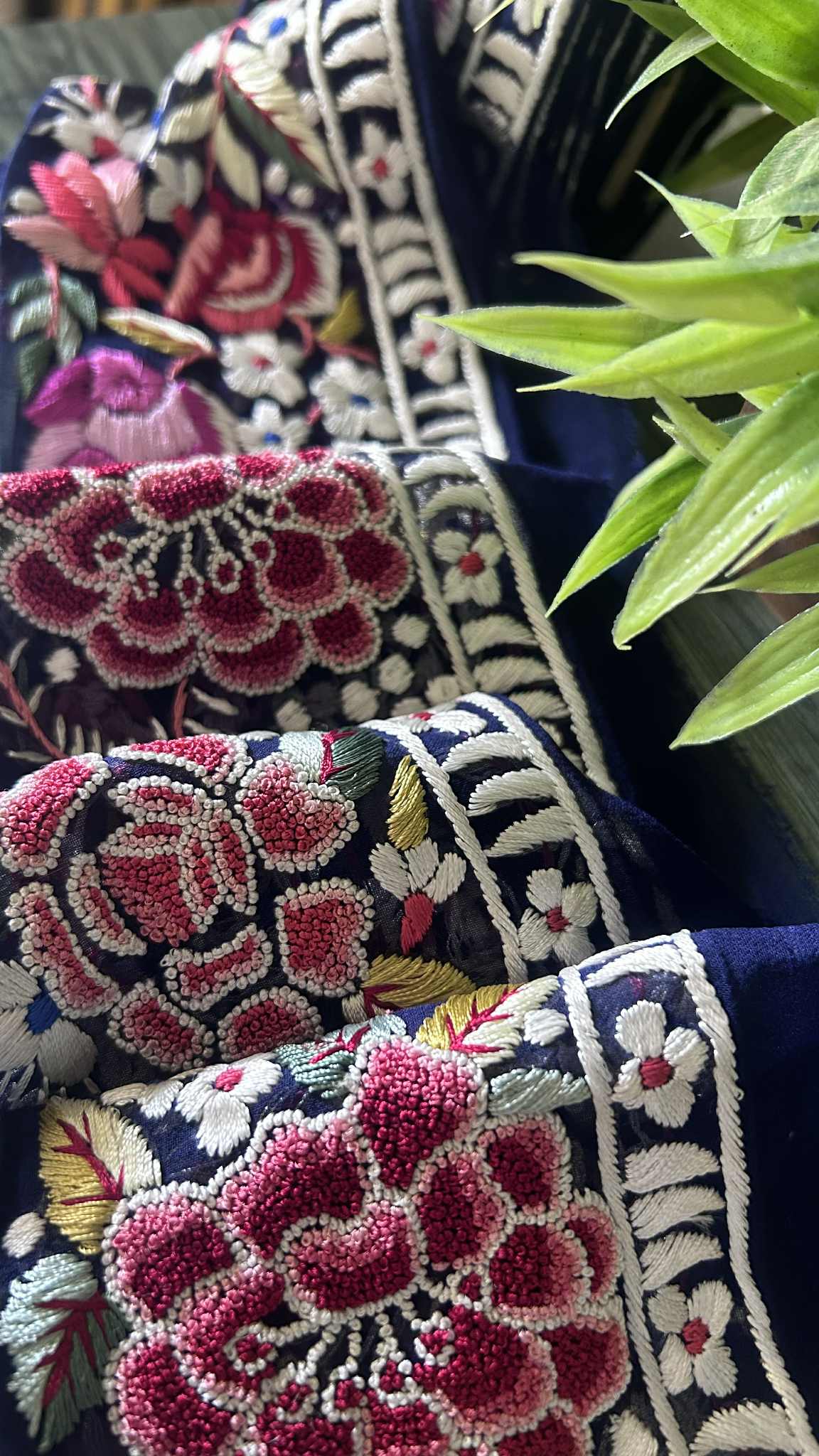 Navy Exclusive Parsi Gara Hand Embroidered Border