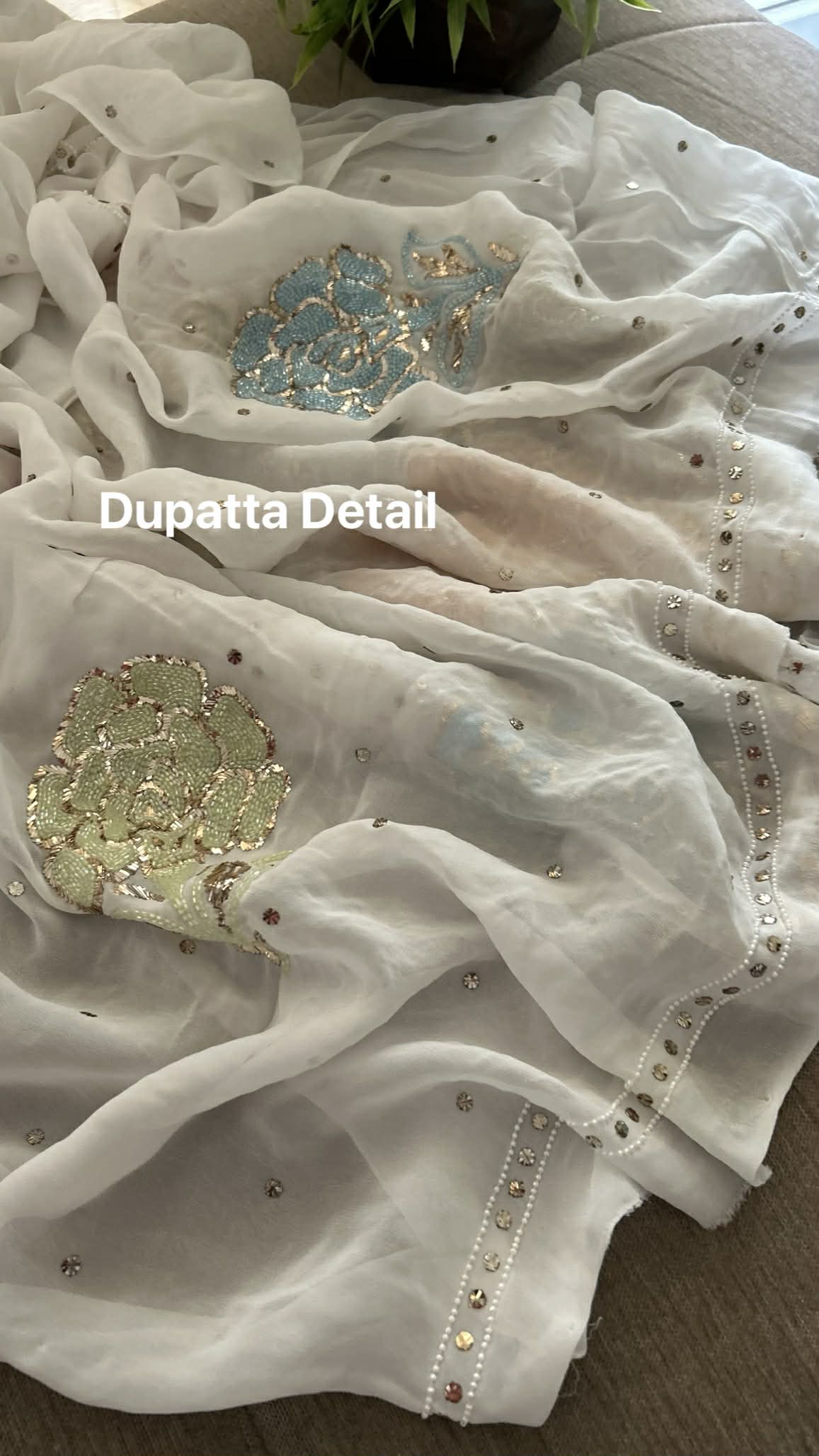 Party Wear Cut Dana Kamdani Kurta Dupatta Set (Viscose Georgette)