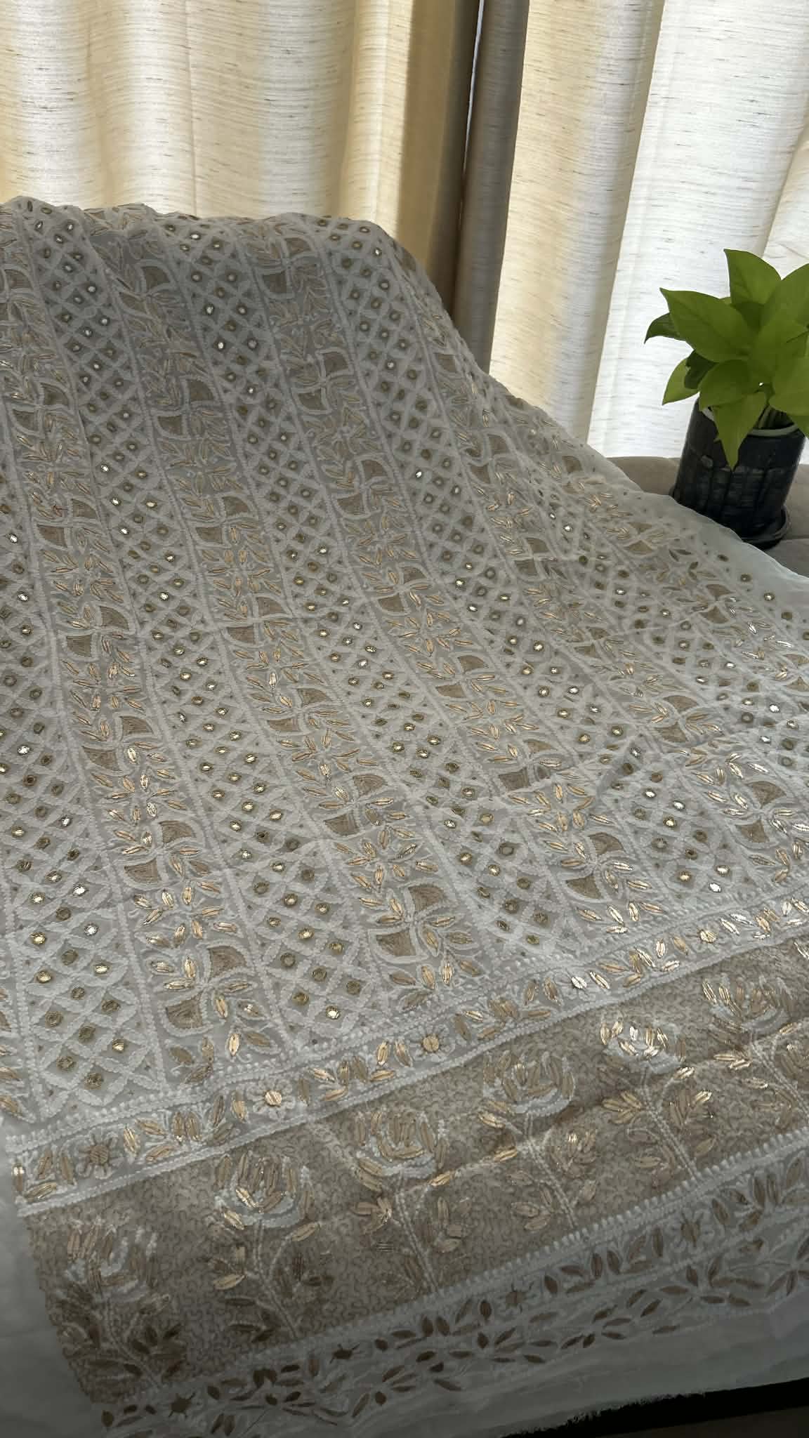 White Mirror & Gota Patti Chikankari Suit