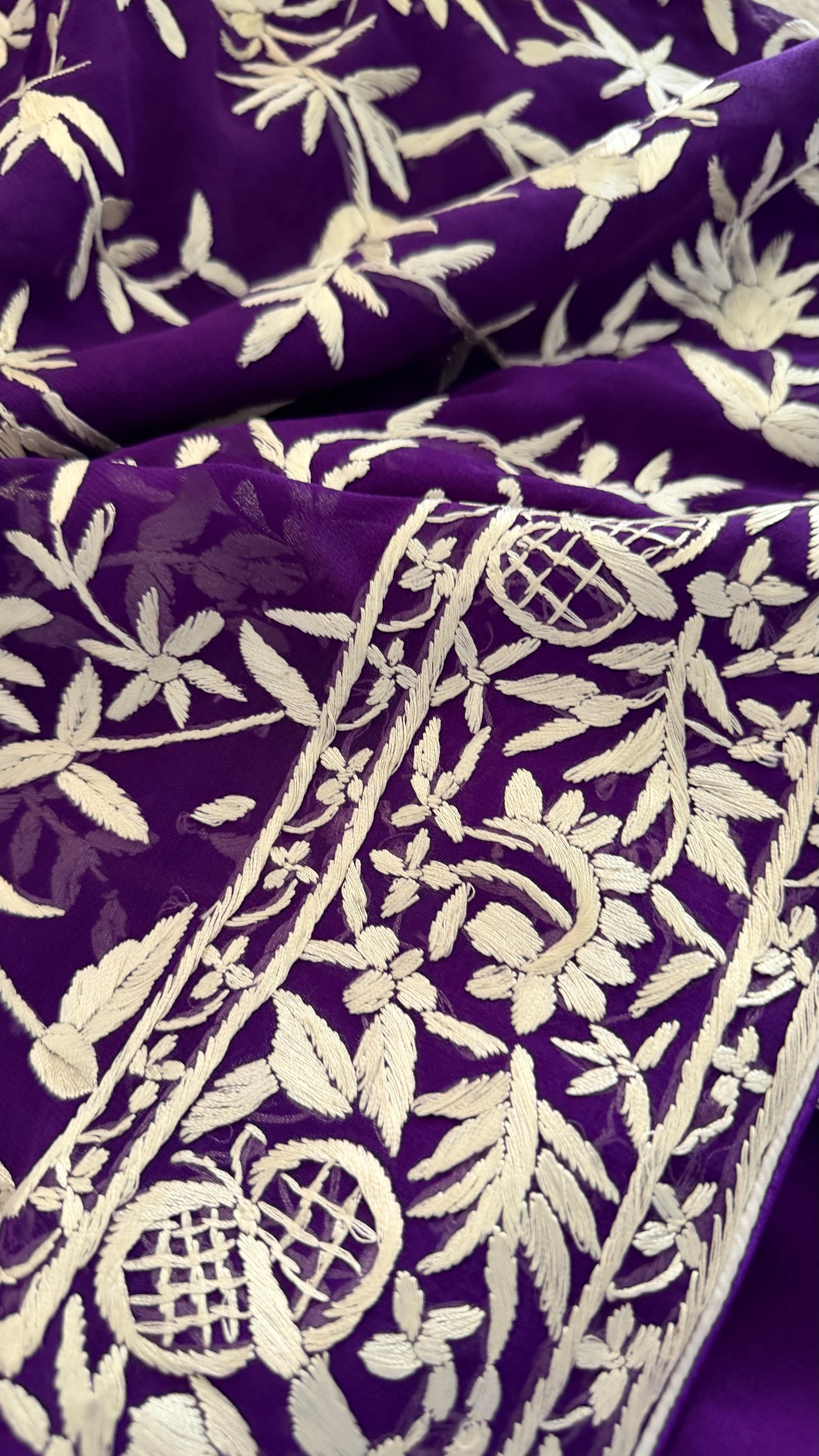 Designer Purple Parsi Gara Saree