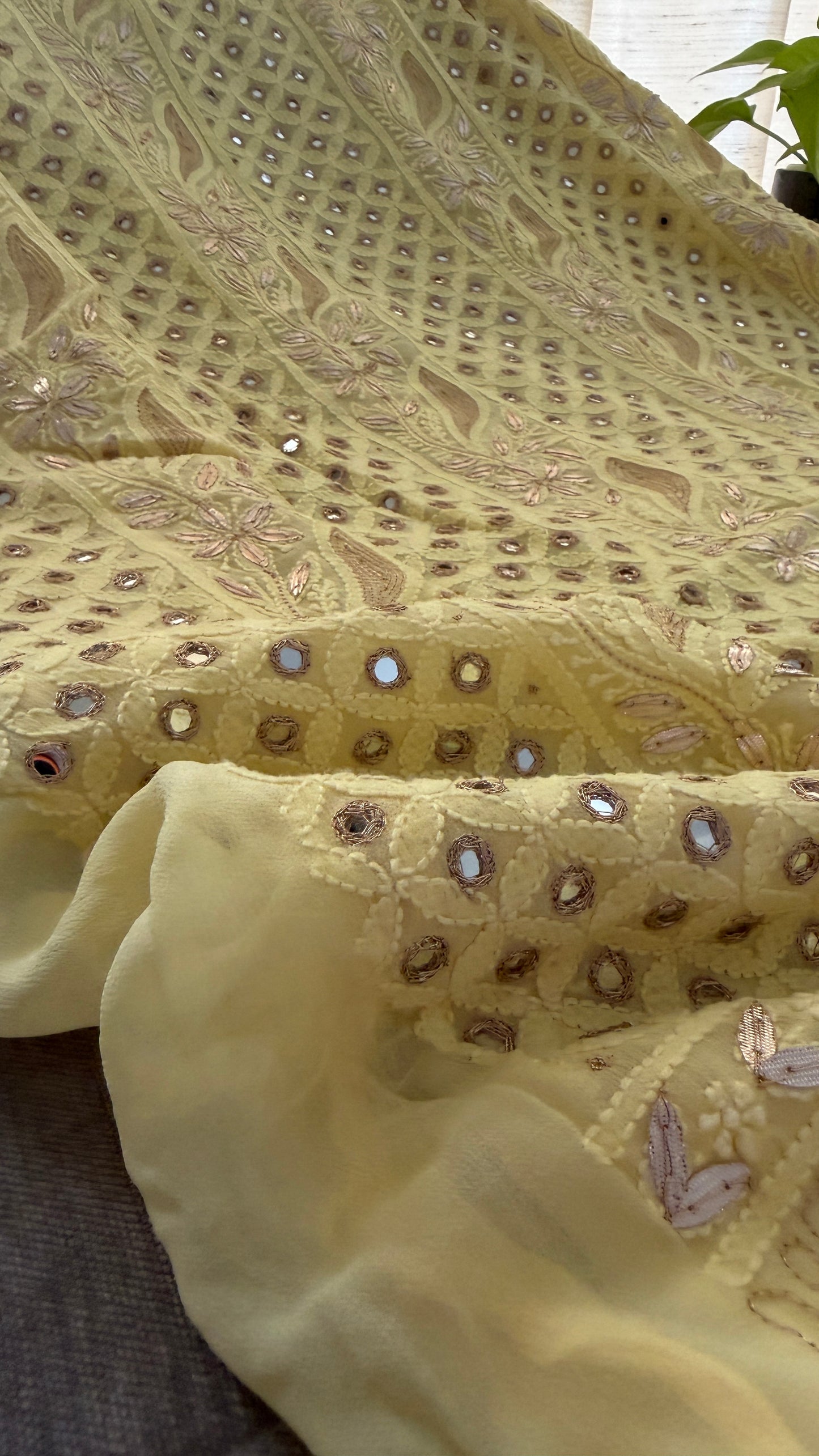 Yellow Mirror & Gota Patti Chikankari Suit