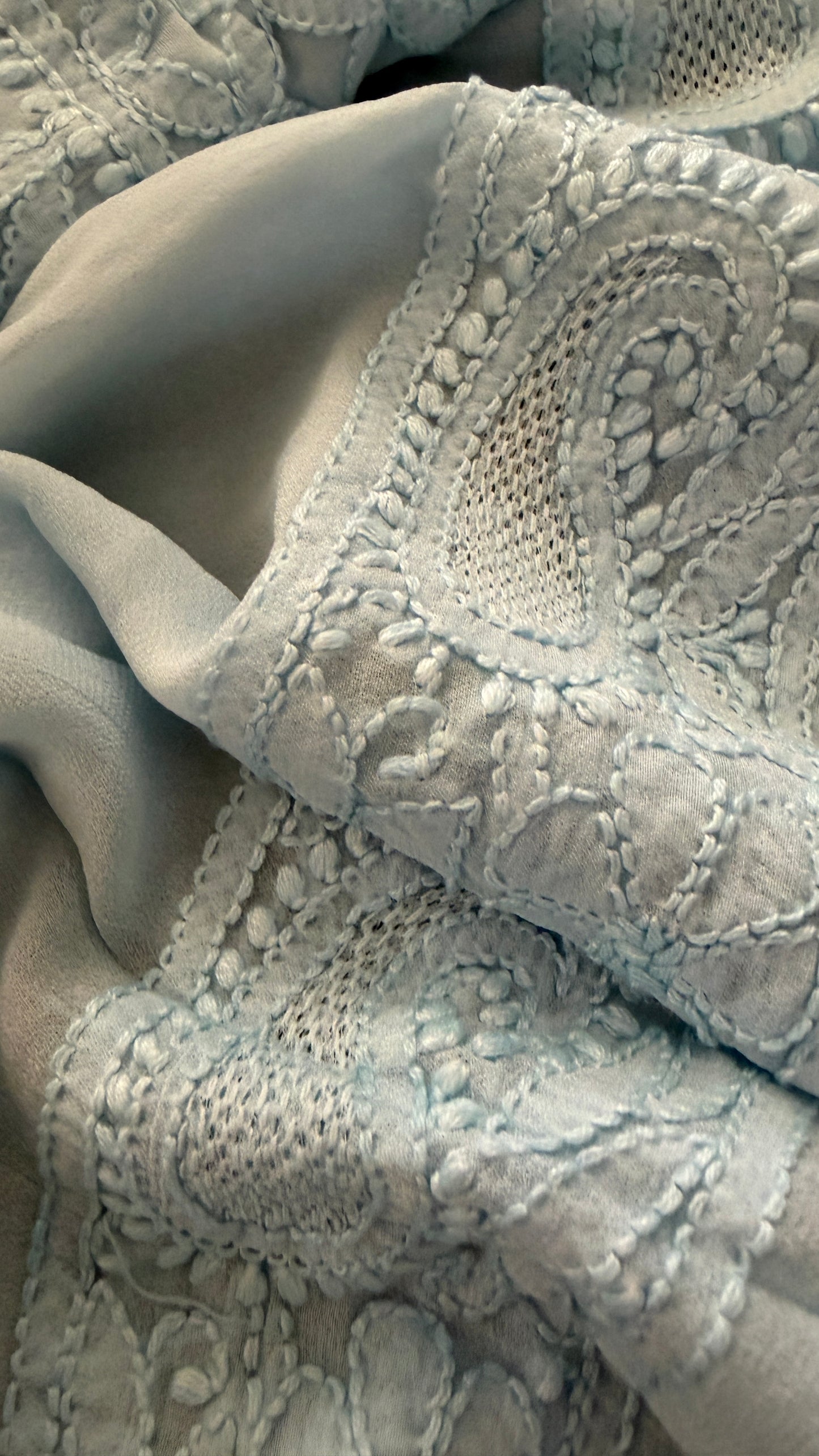 Powder Blue Hand Jaali Chikankari Anarkali Suit