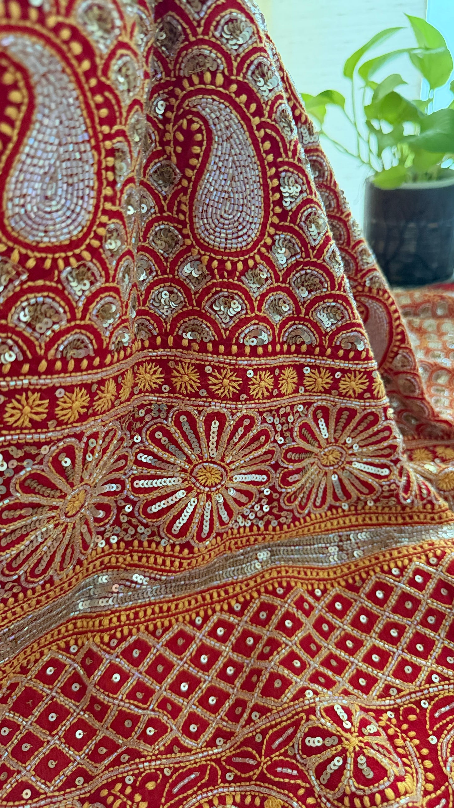 Party Wear Red Embellished Chikankari Suit for Women