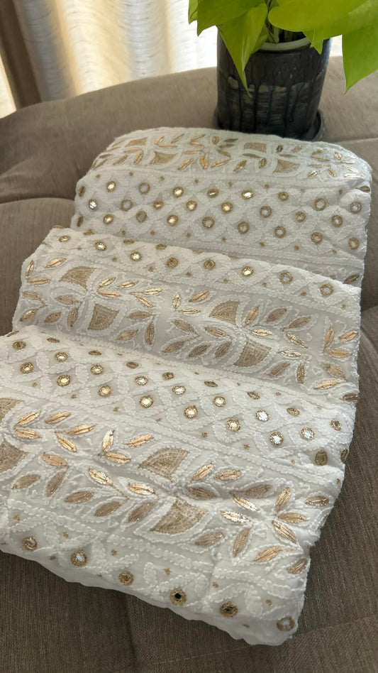 White Mirror & Gota Patti Chikankari Suit