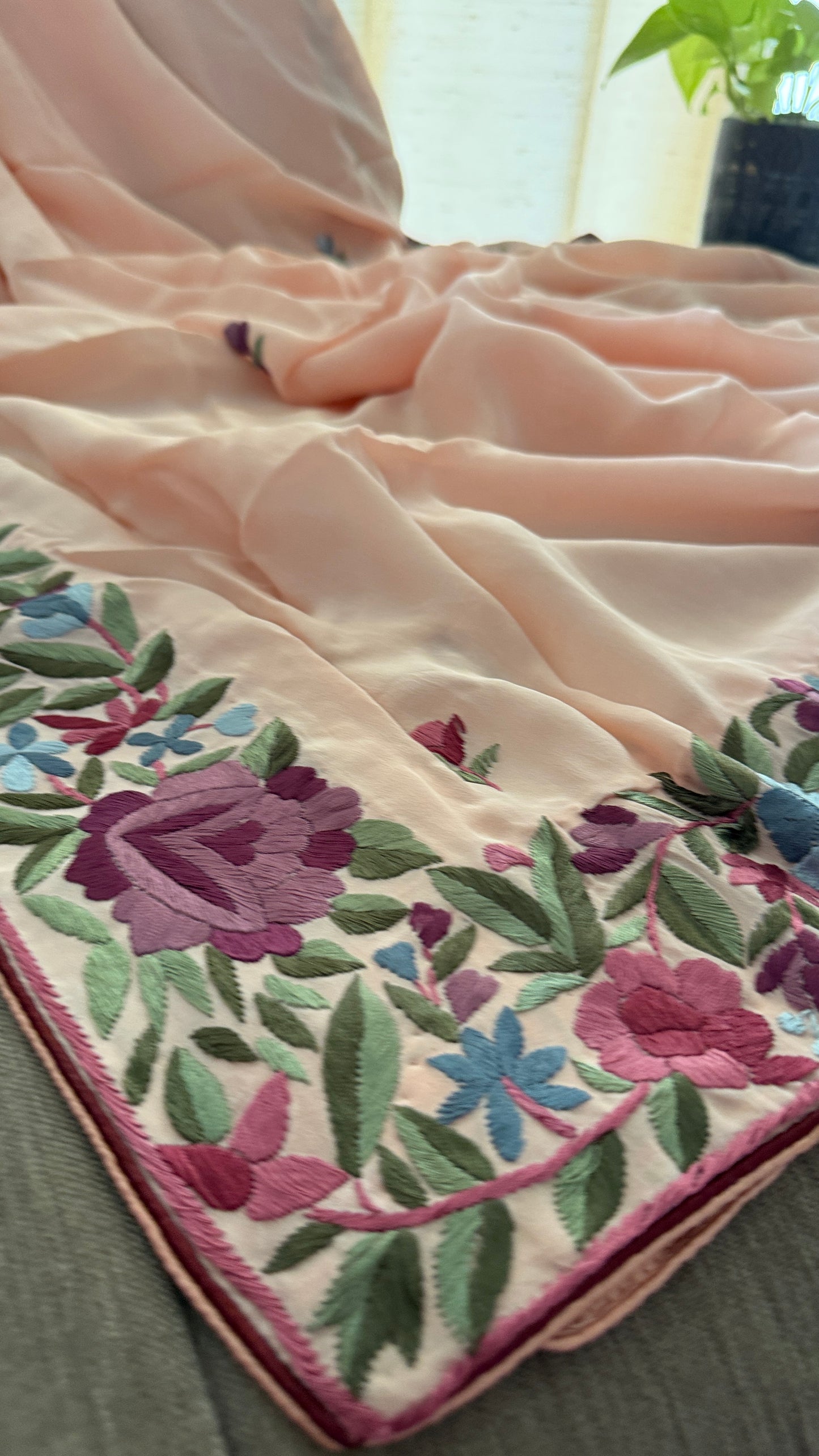 Designer Crepe Silk Parsi Gara Dupatta