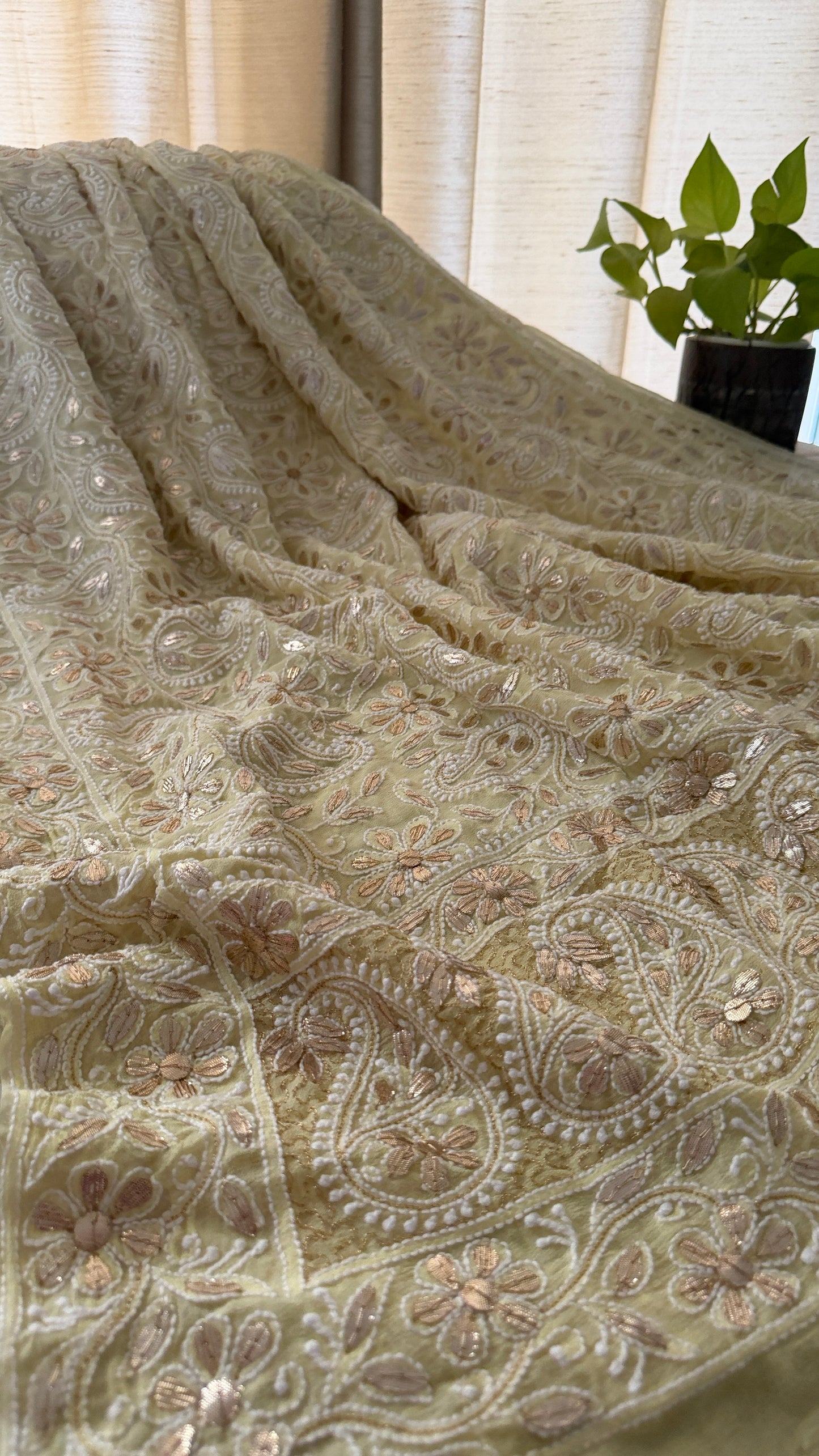 Exclusive Yellow Gota Patti Chikankari Dupatta for Women