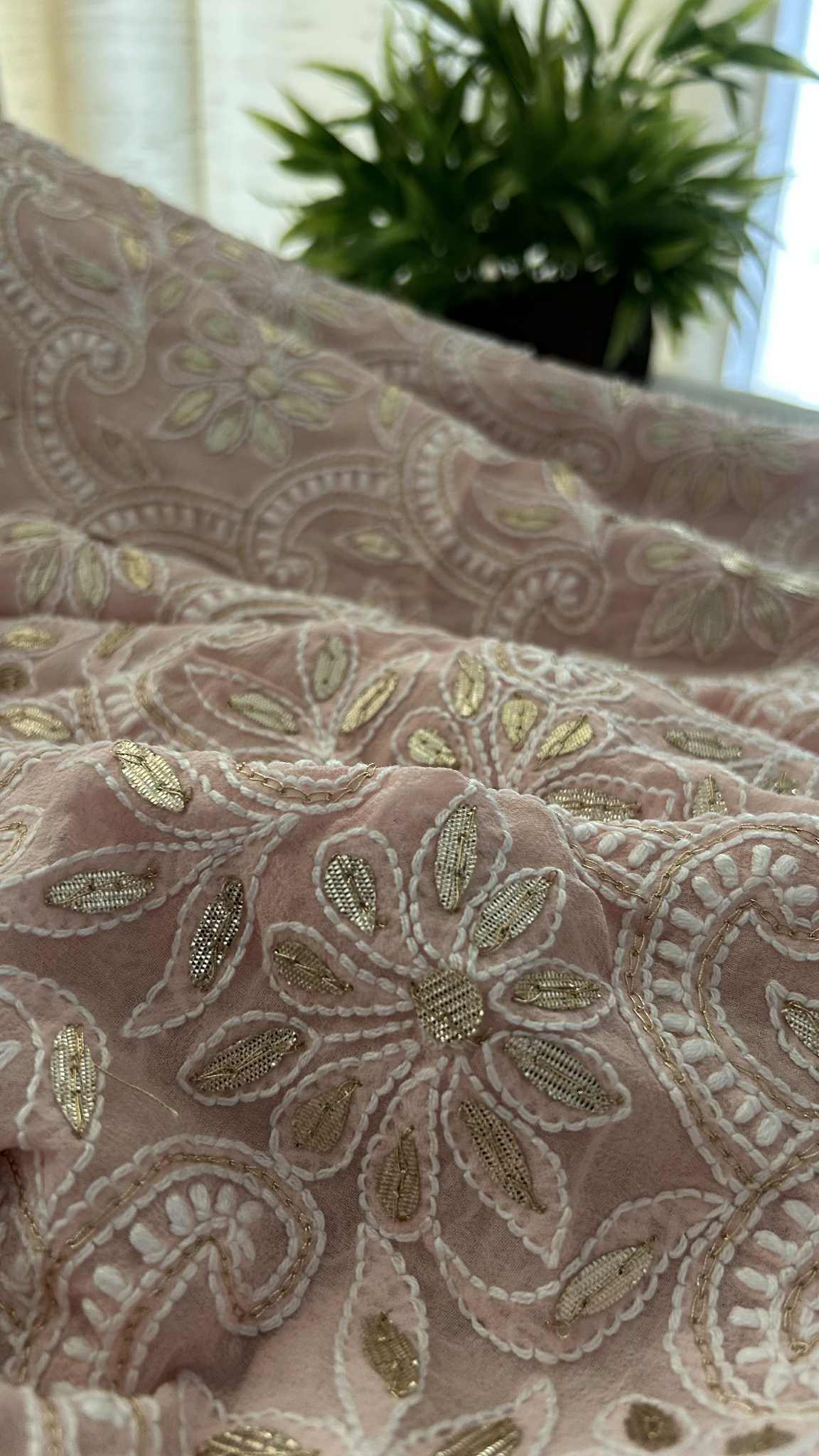 Pastel Pink Gota Patti Chikankari Dupatta