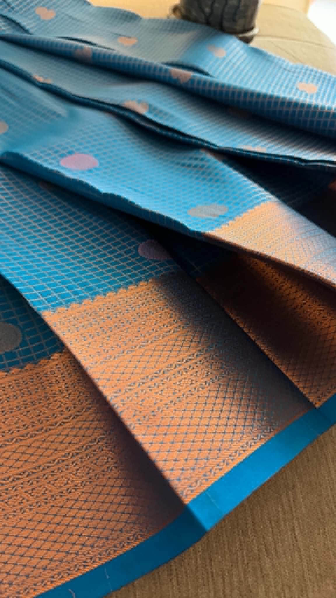 Designer Blue Checked Silk Saree