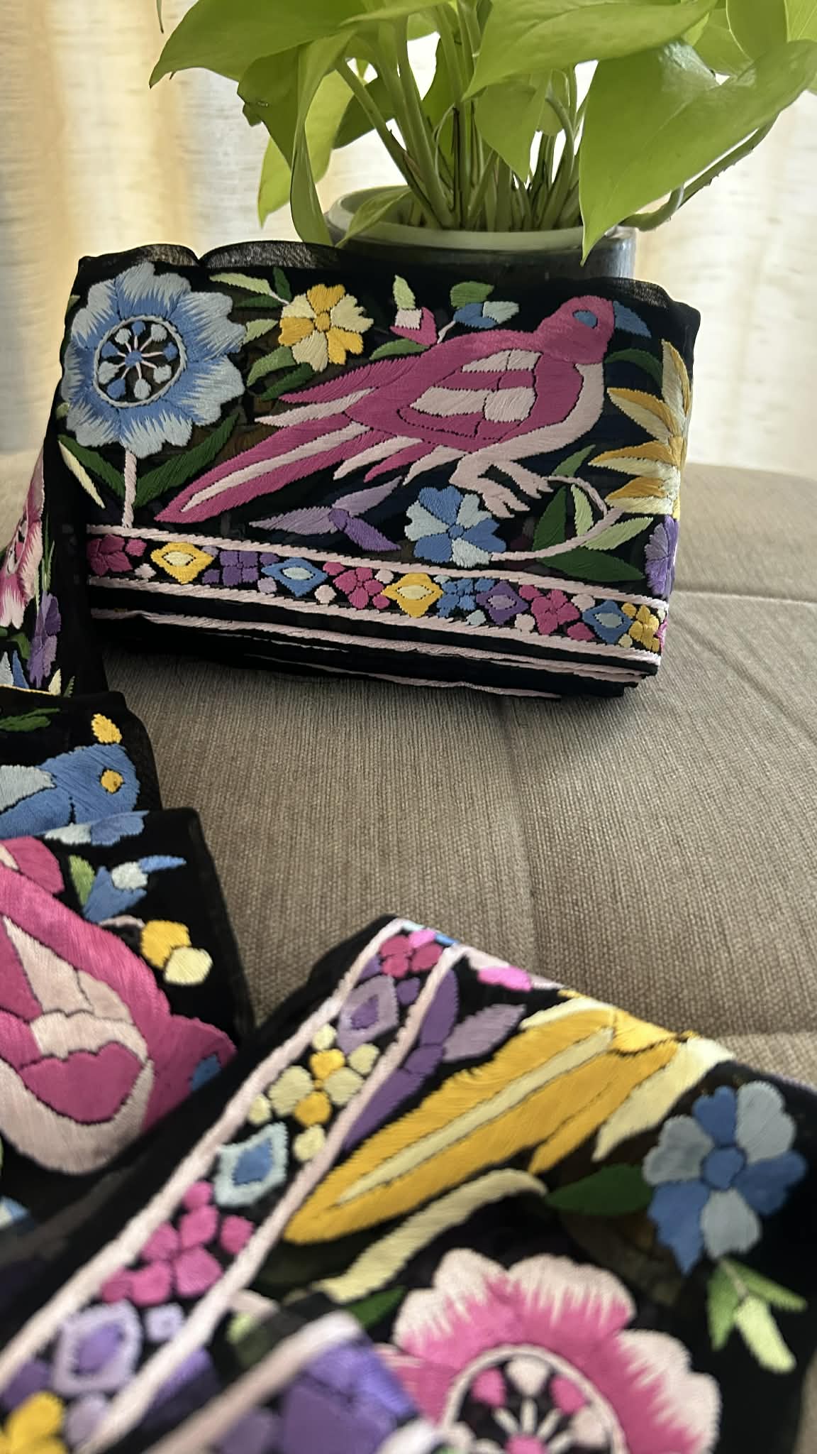 Black Multicolour Parsi Gara Border