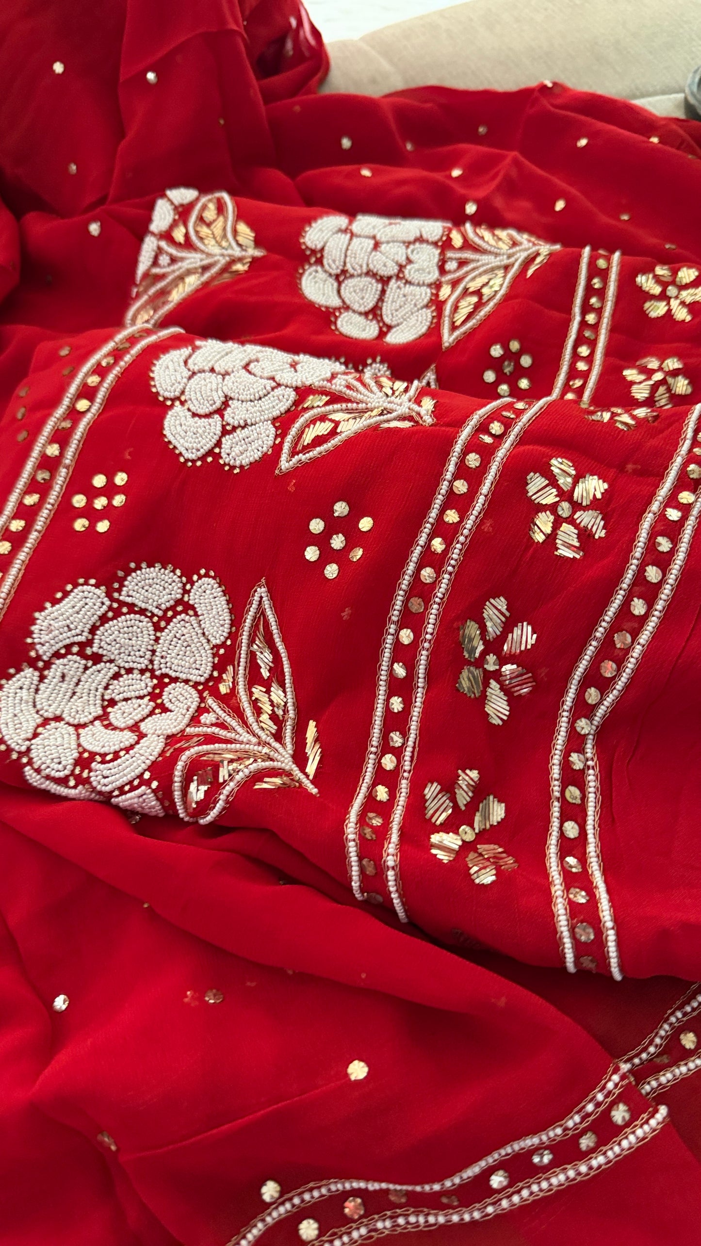 Masterpiece Red Pearl Kamdani Suit - Festive Collection