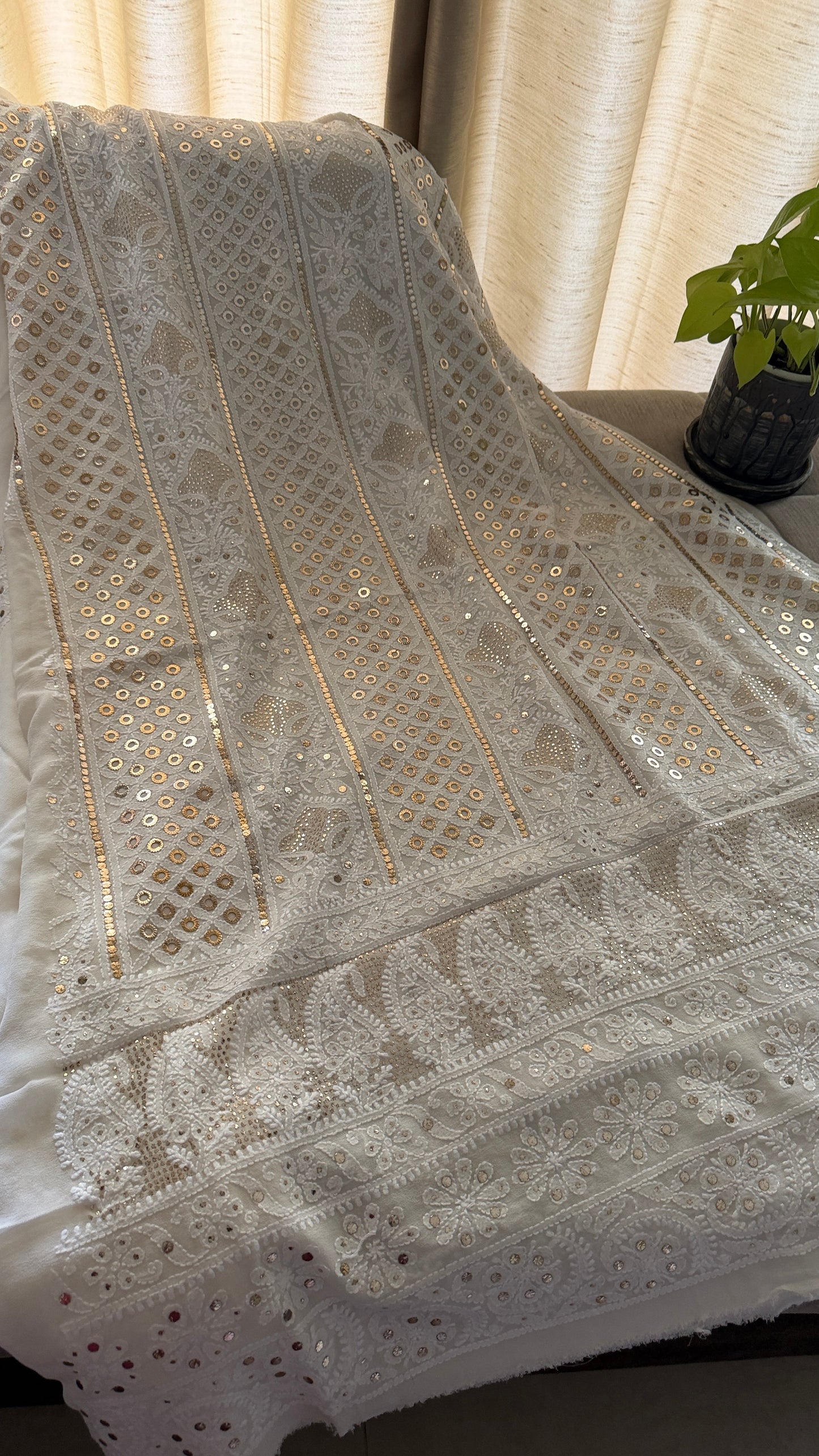 Ivory White Mukaish Suit for Women