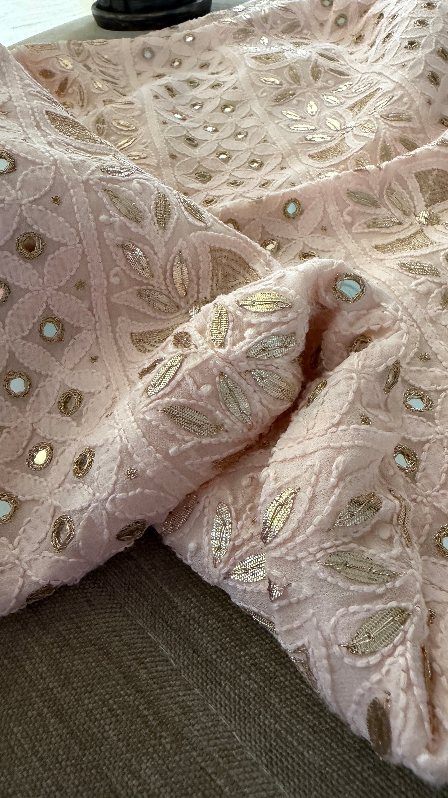 Pastel Pink Mirror & Gota Patti Chikankari Suit