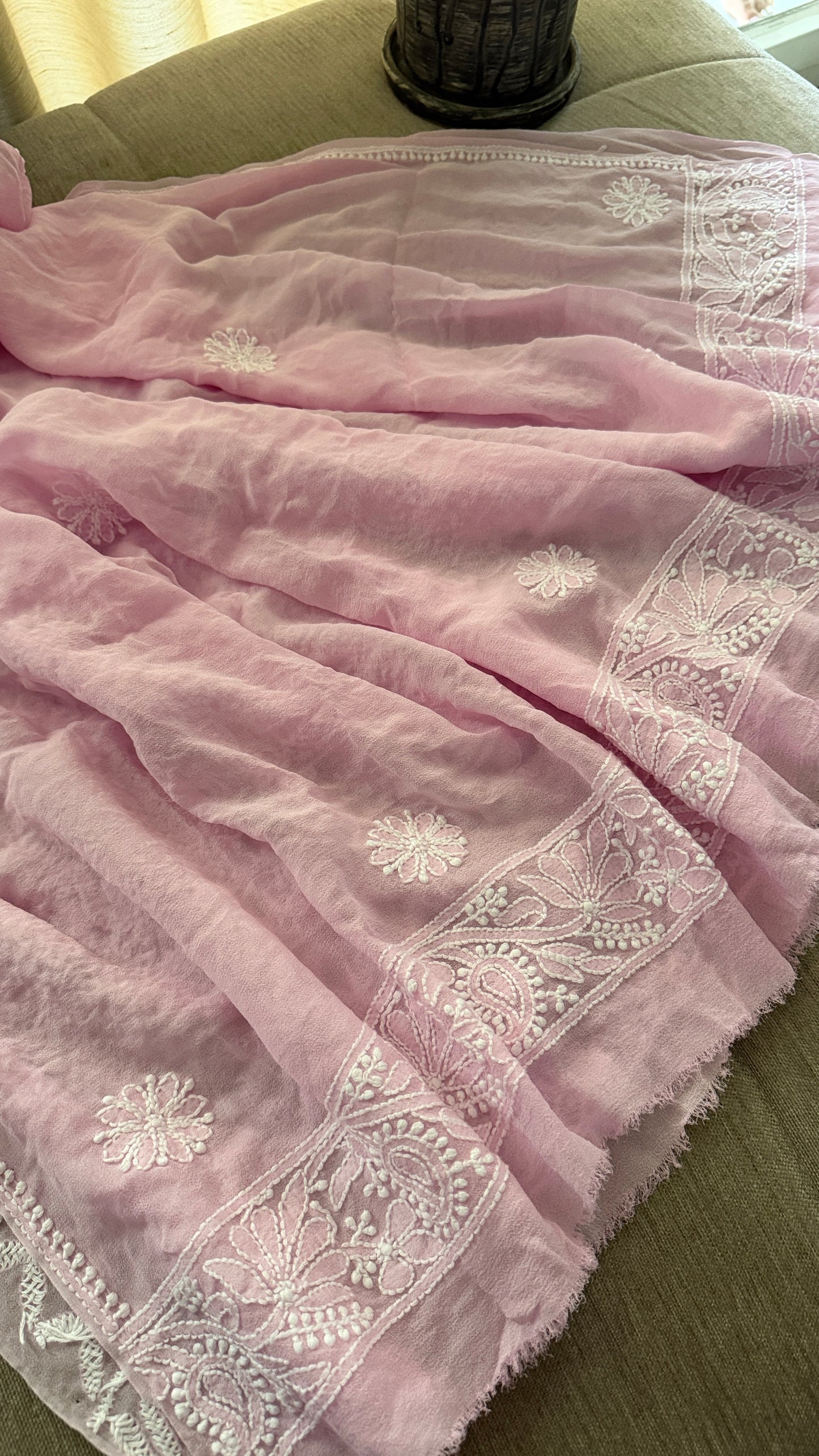 Pink Hand Jaali Lucknowi Chikankari Suits for Women