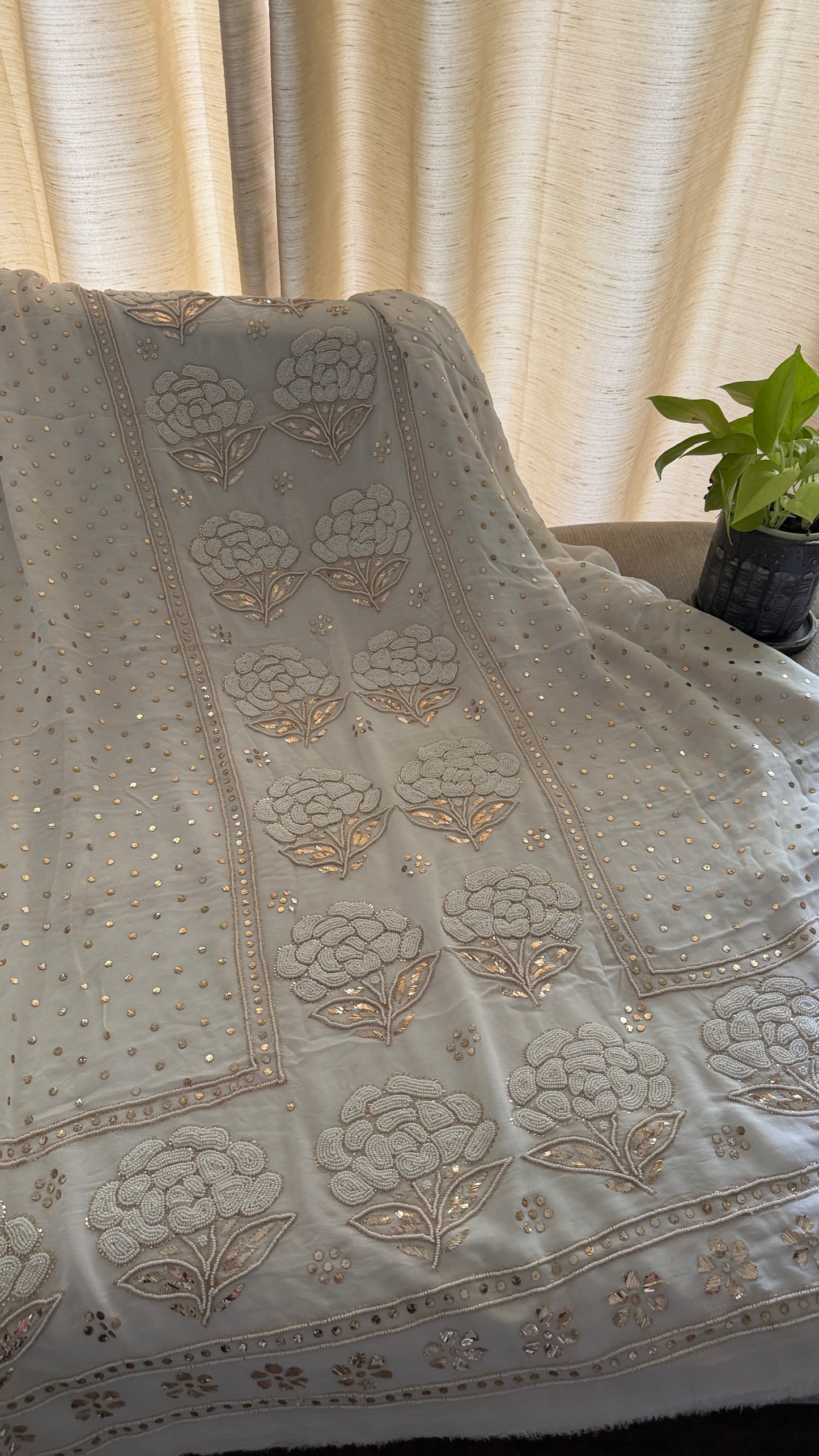 Masterpiece White Pearl Kamdani Suit - Festive Collection