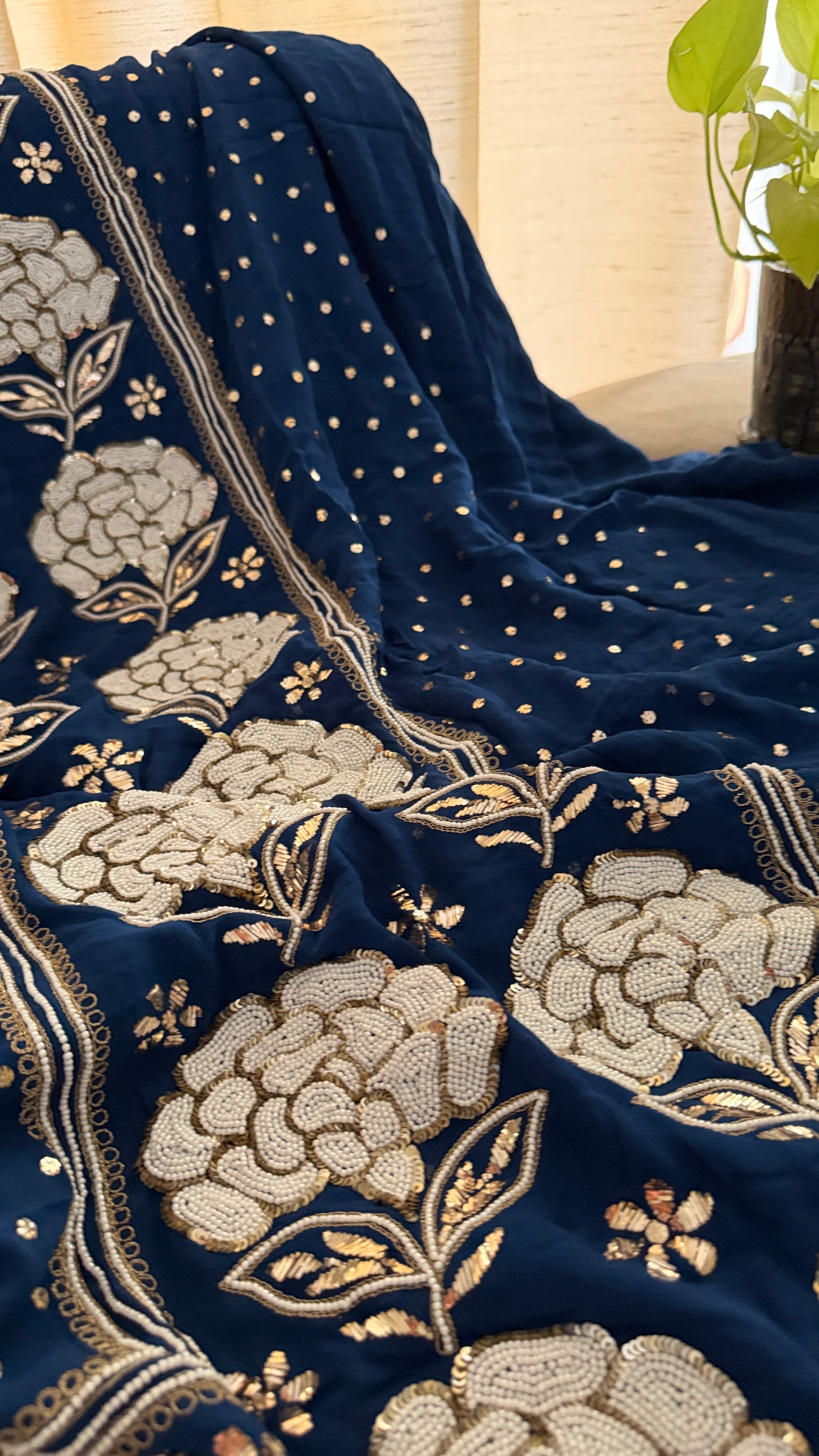 Masterpiece Royal Blue Pearl Kamdani Suit - Festive Collection