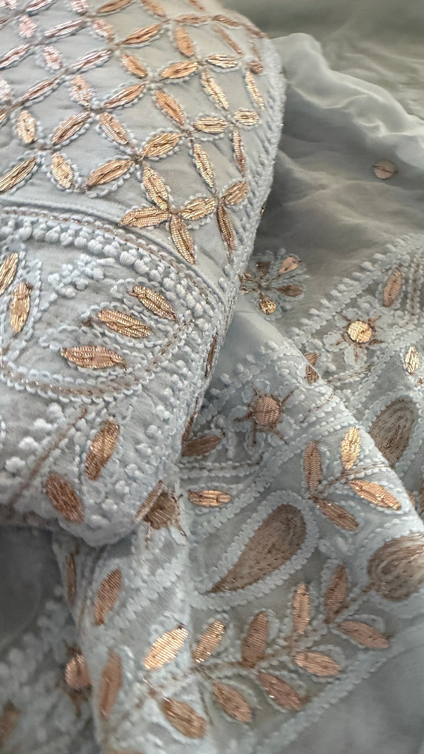 Powder Blue Gota Patti Chikankari Anarkali Suit (Anarkali And Dupatta)
