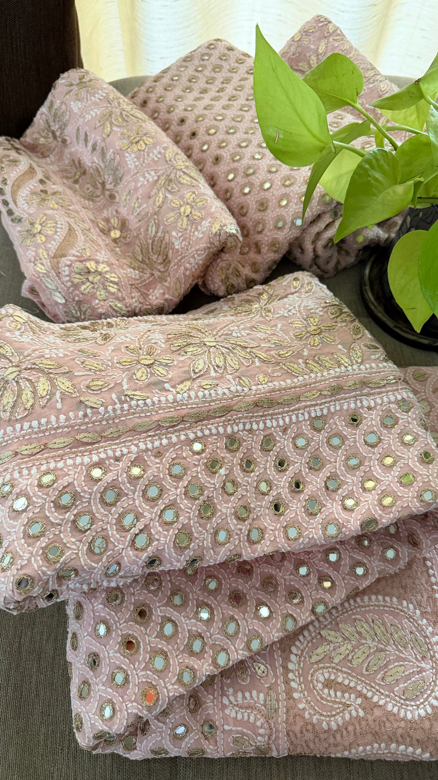 Pastel Pink Mirror & Gota Patti Chikankari Lehenga Set