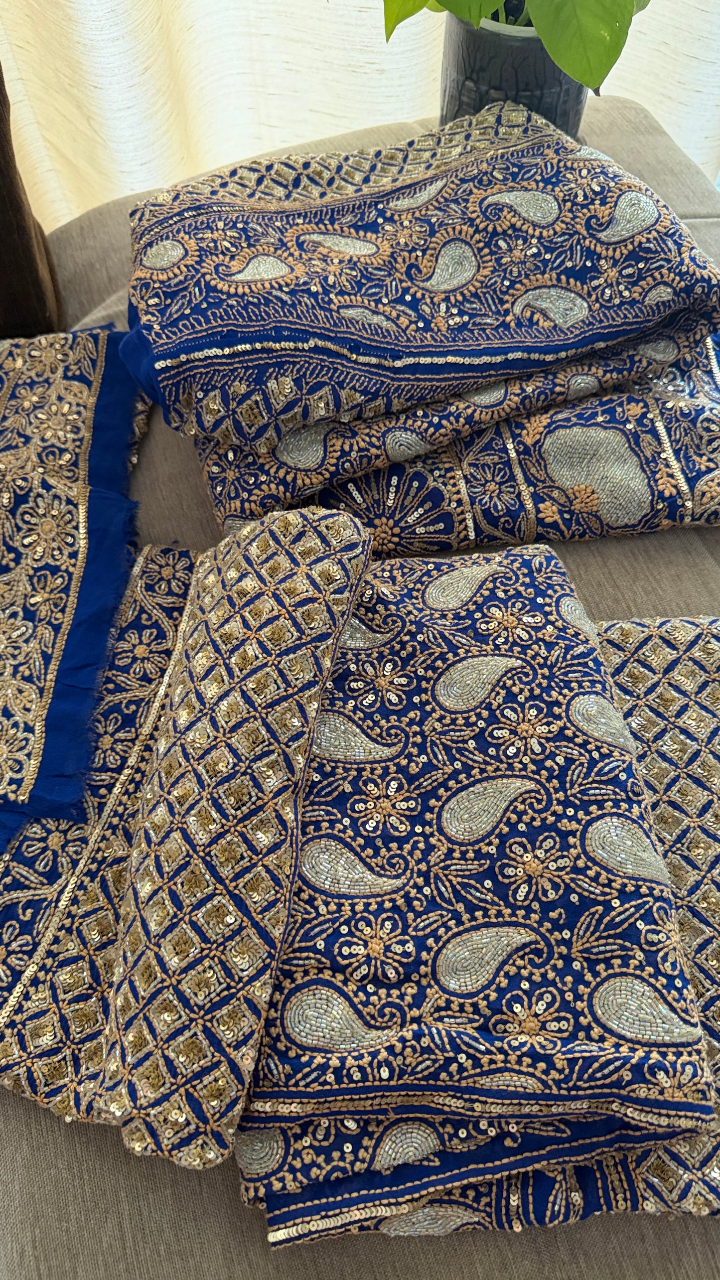Masterpiece Blue Cut Dana Chikankari Lehenga Set