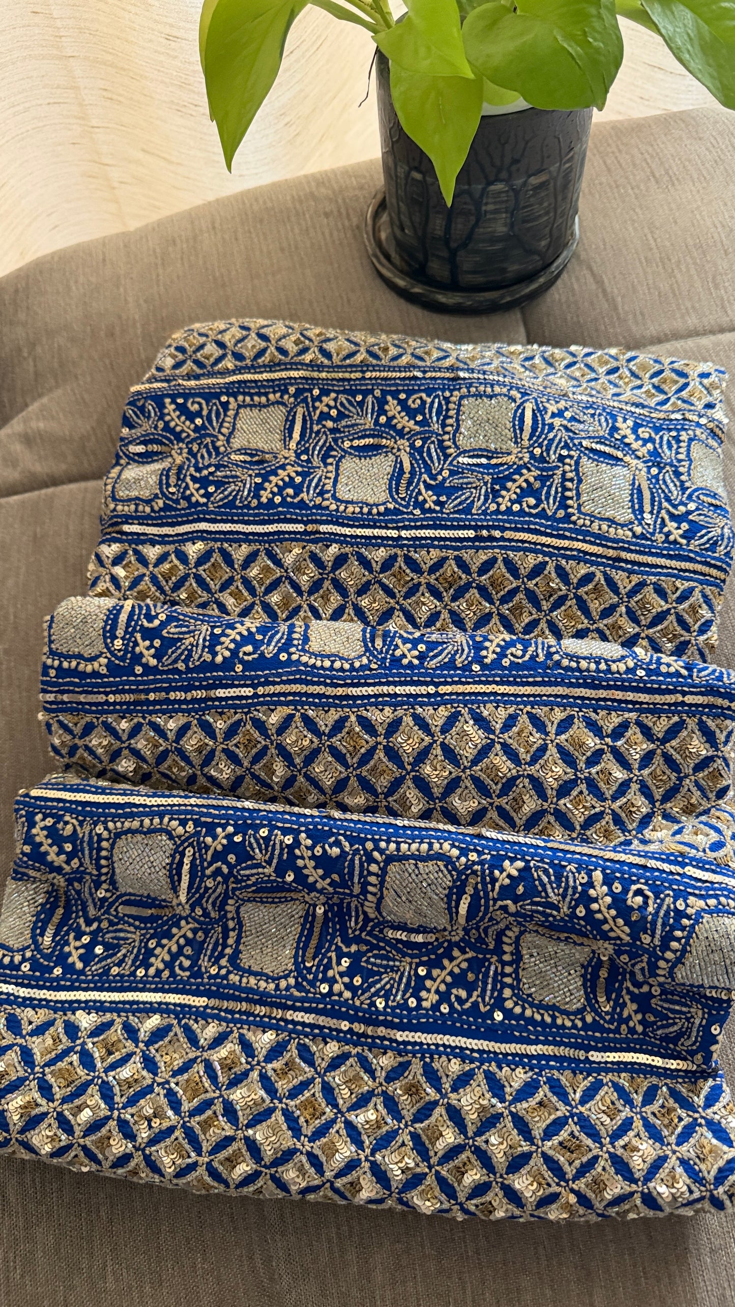 Masterpiece Royal Blue Gold Lucknawi Chikankari Suit (Kurta & Dupatta)