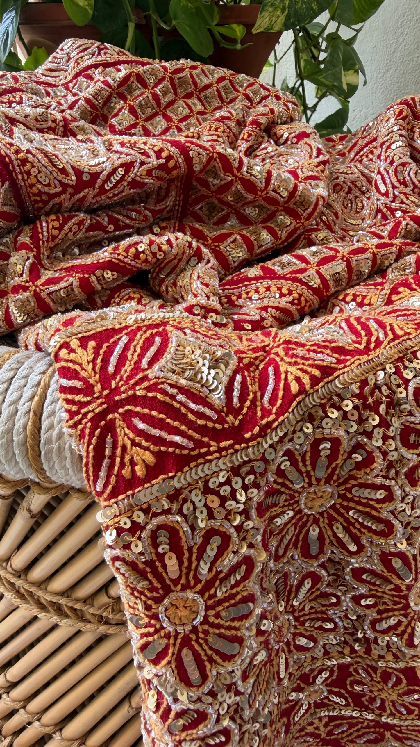Masterpiece Red Cut Dana & Sequins Work Chikankari Anarkali Suit