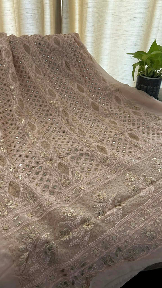 Pastel Pink Mirror & Gota Patti Chikankari Suit