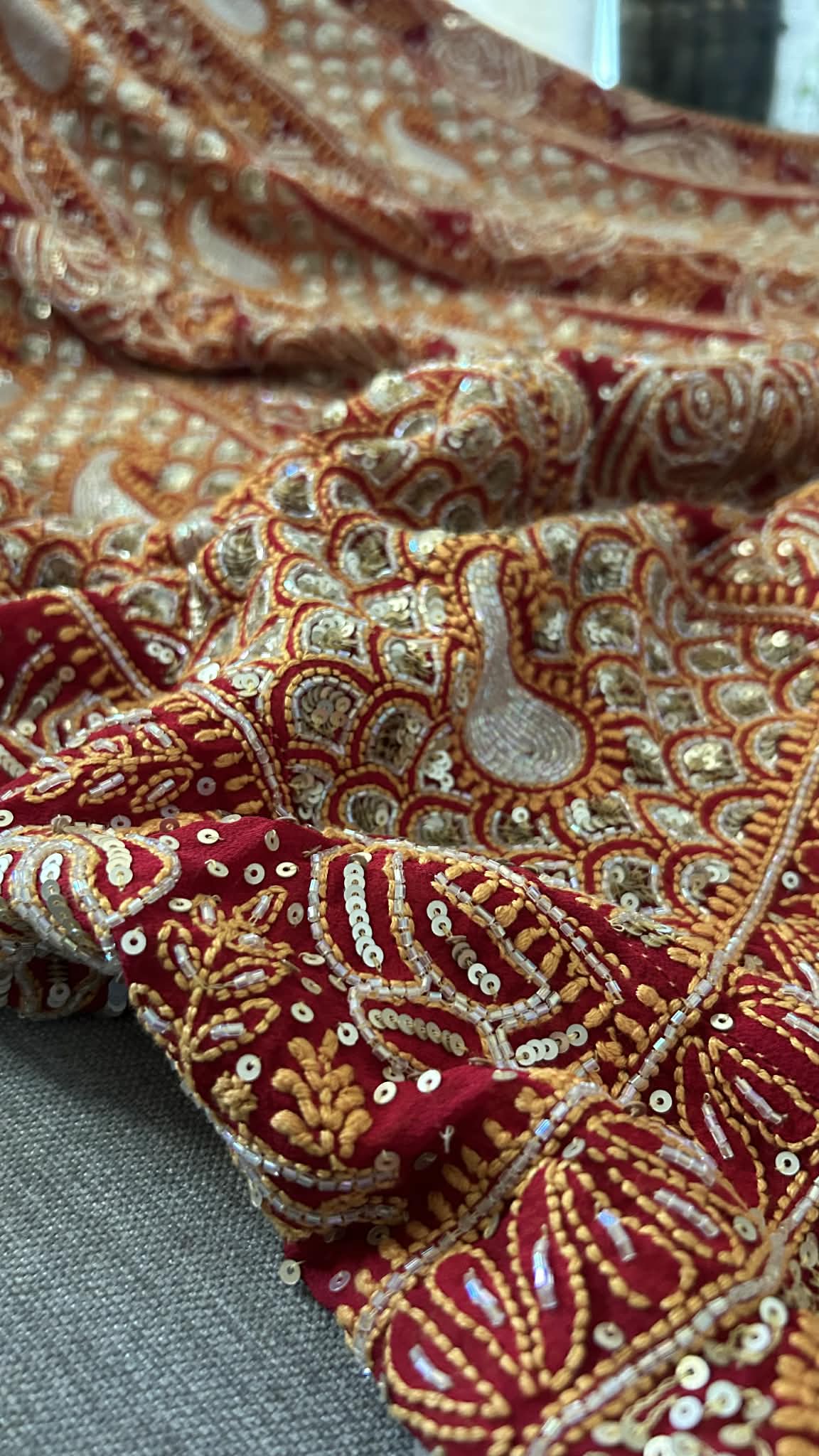 Masterpiece Red Cut Dana & Sequins Work Chikankari Anarkali Suit