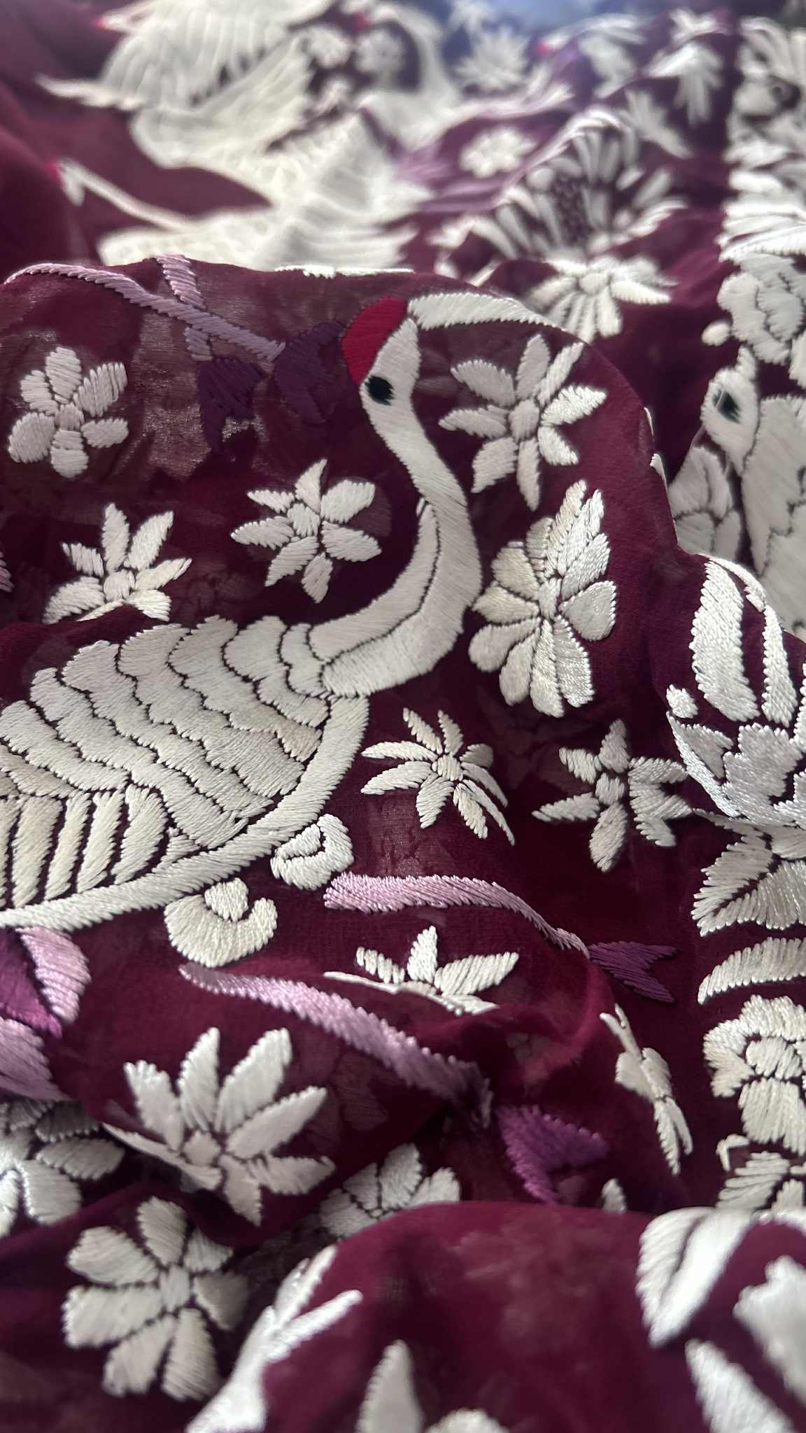 Designer Maroon Parsi Gara Dupatta