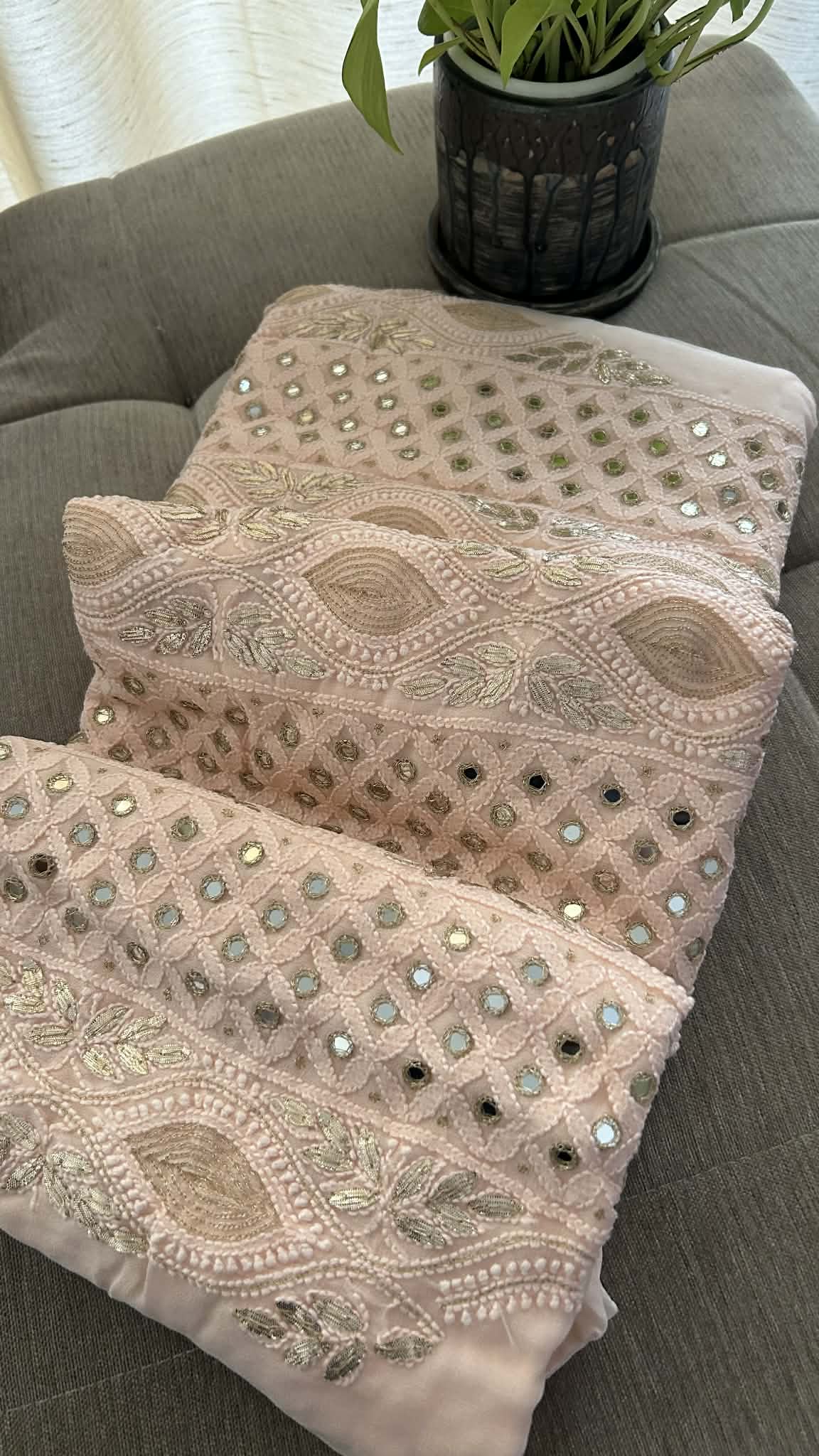 Pastel Pink Mirror & Gota Patti Chikankari Suit