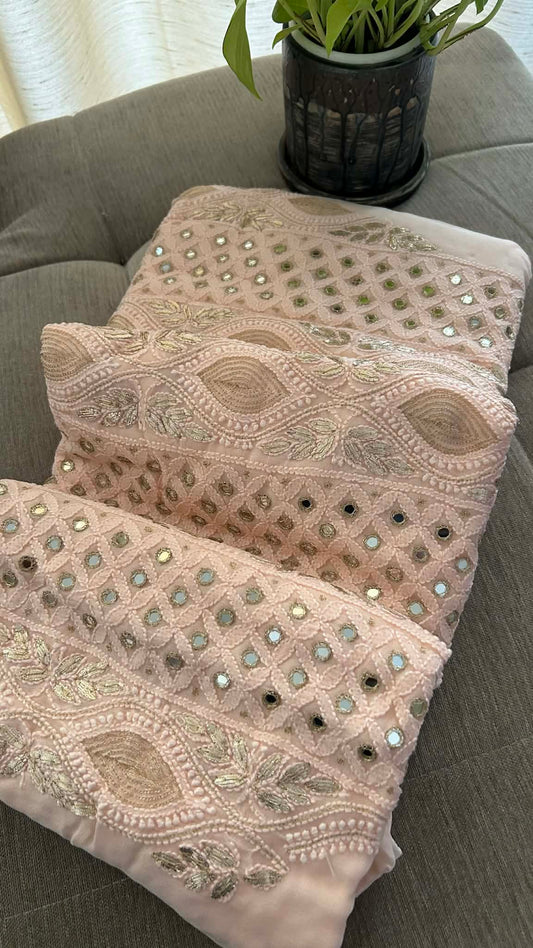 Pastel Pink Mirror & Gota Patti Chikankari Suit