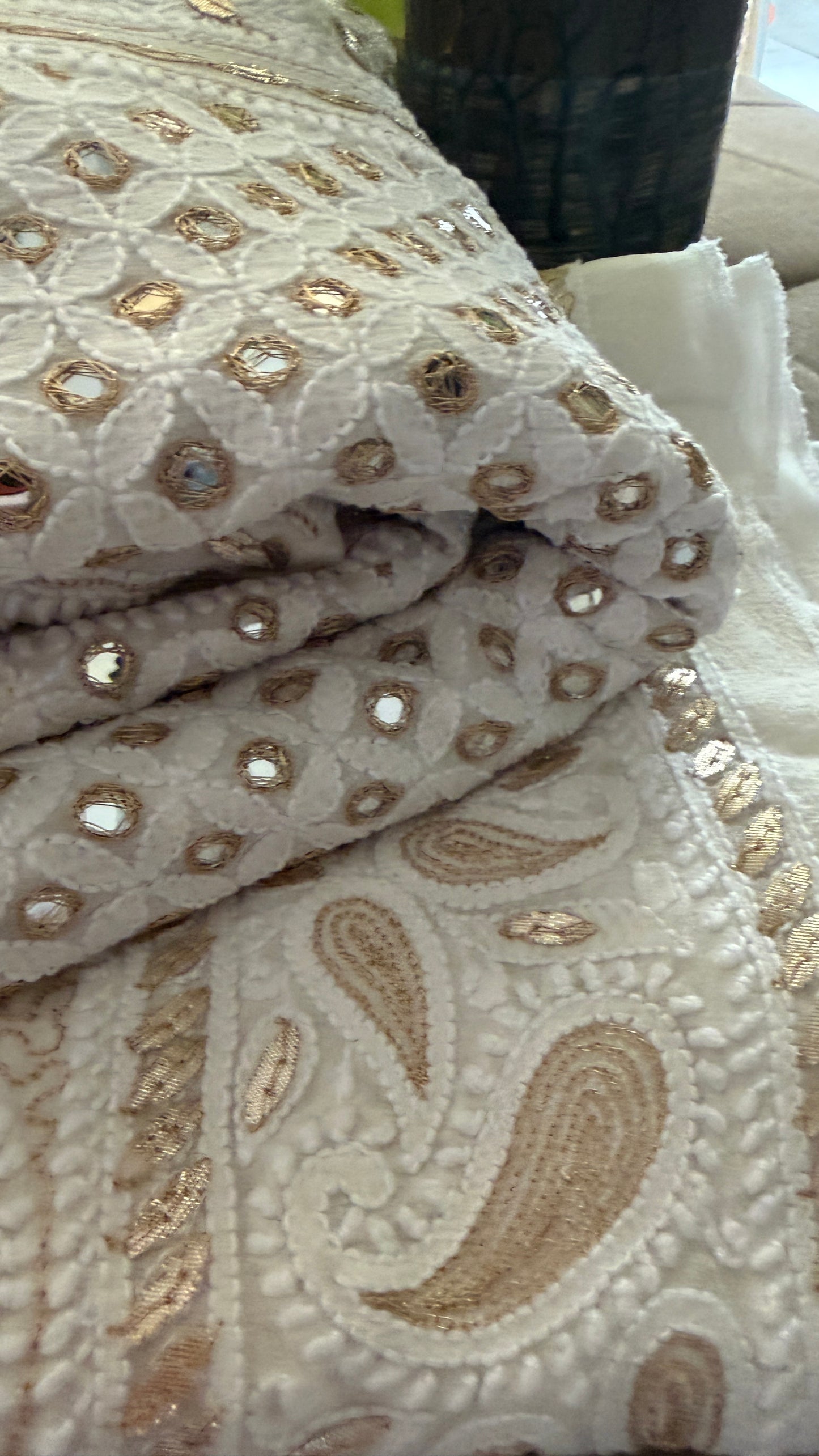 Ivory Mirror Gota Patti Chikankari Lehenga Set