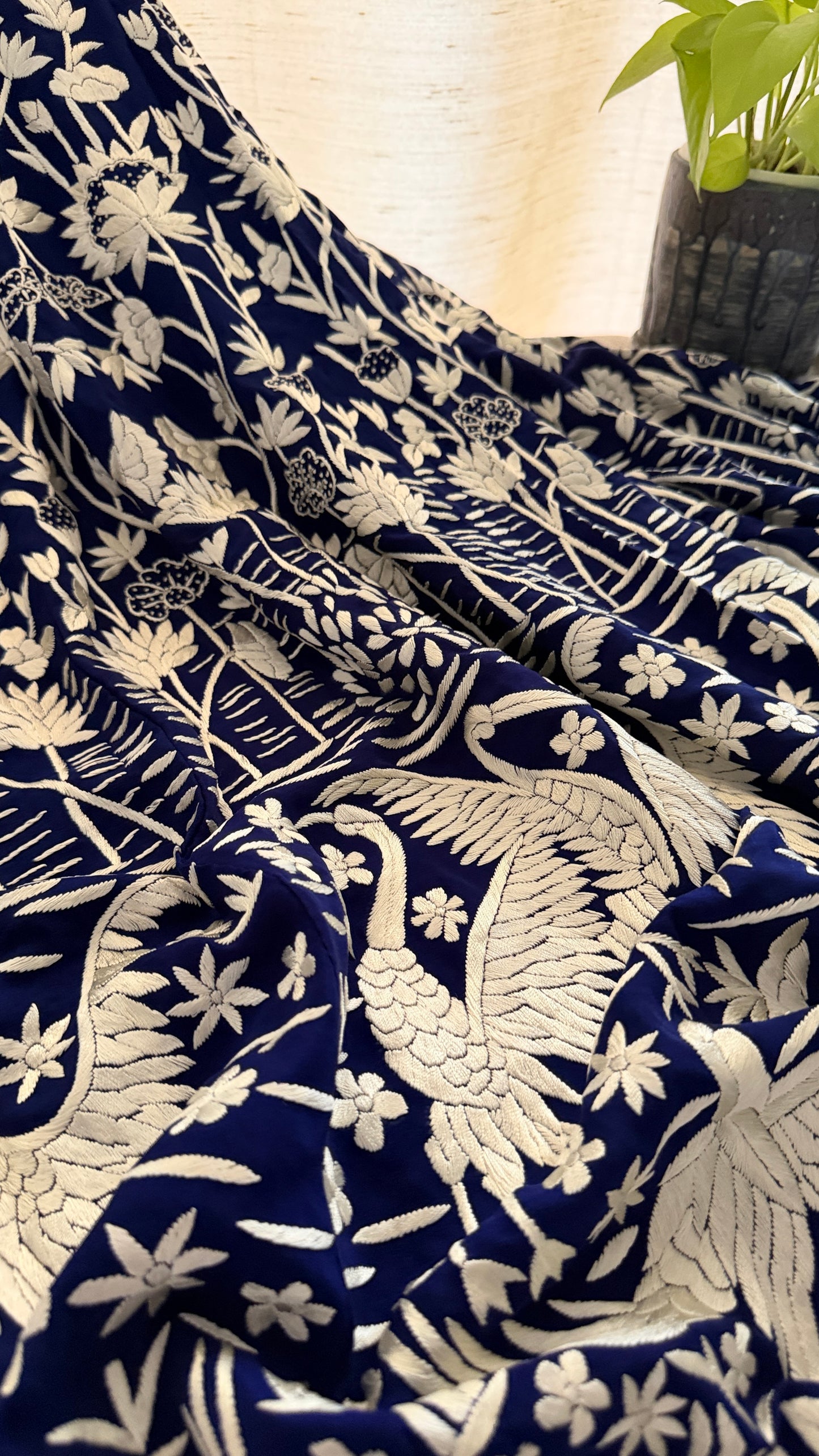 Masterpiece Navy Ivory Parsi Gara Lehenga Set