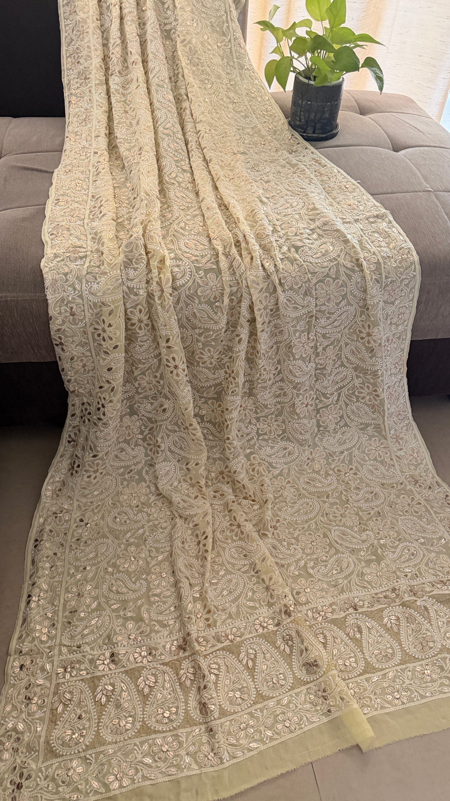 Exclusive Yellow Gota Patti Chikankari Dupatta for Women