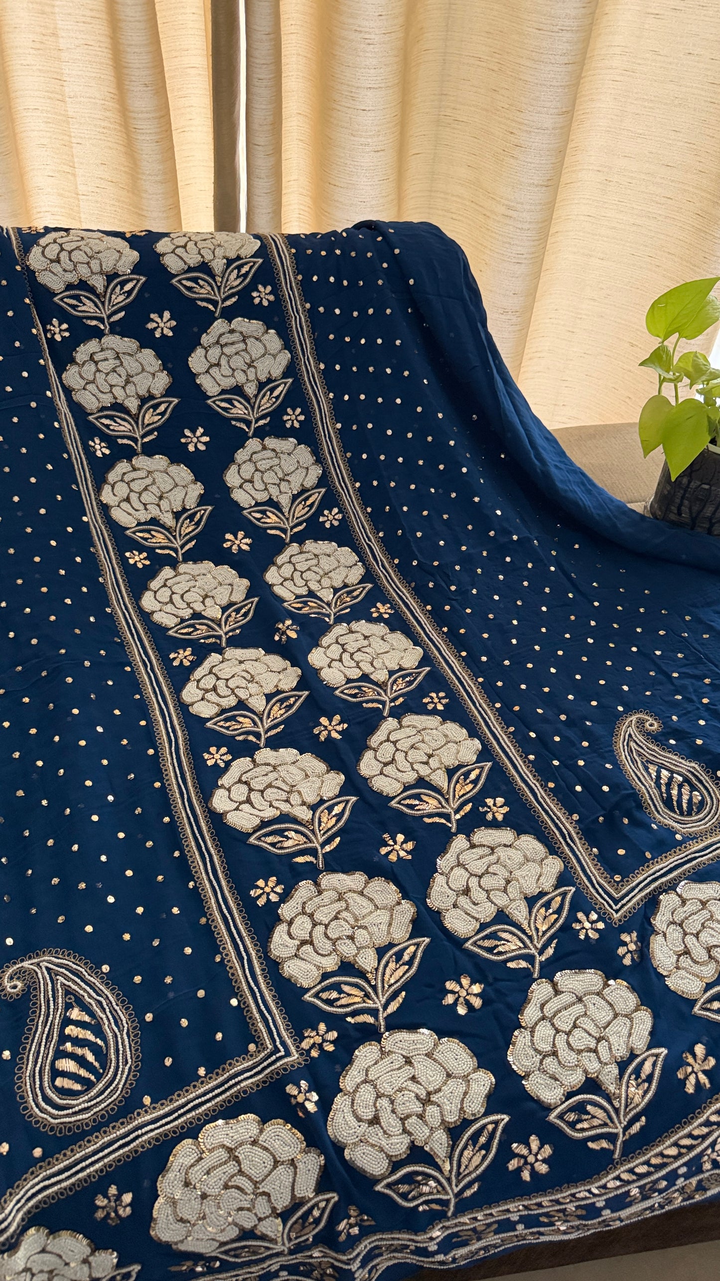 Masterpiece Royal Blue Pearl Kamdani Suit - Festive Collection