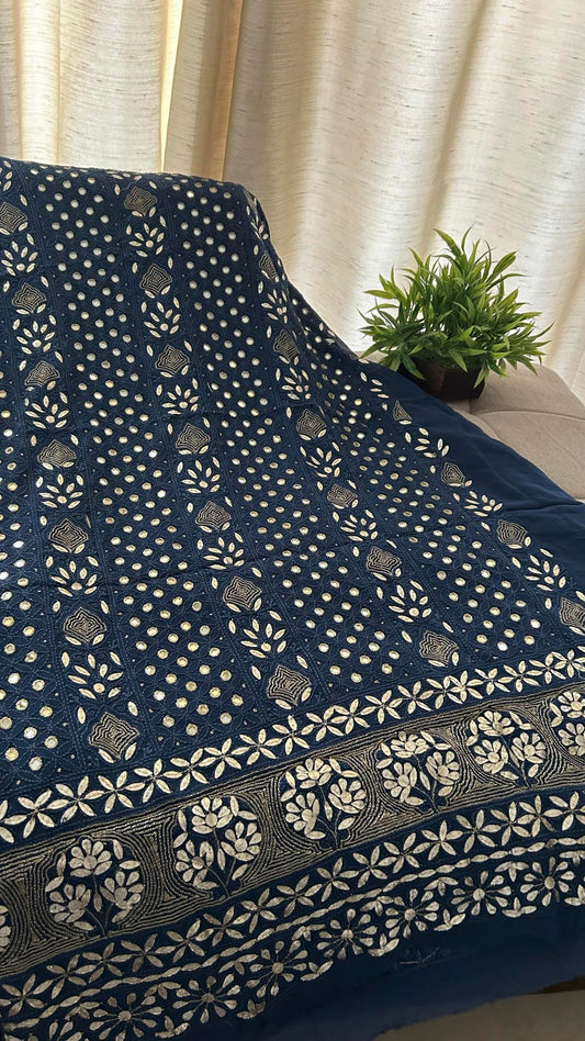 Navy Mirror & Gota Patti Chikankari Suit