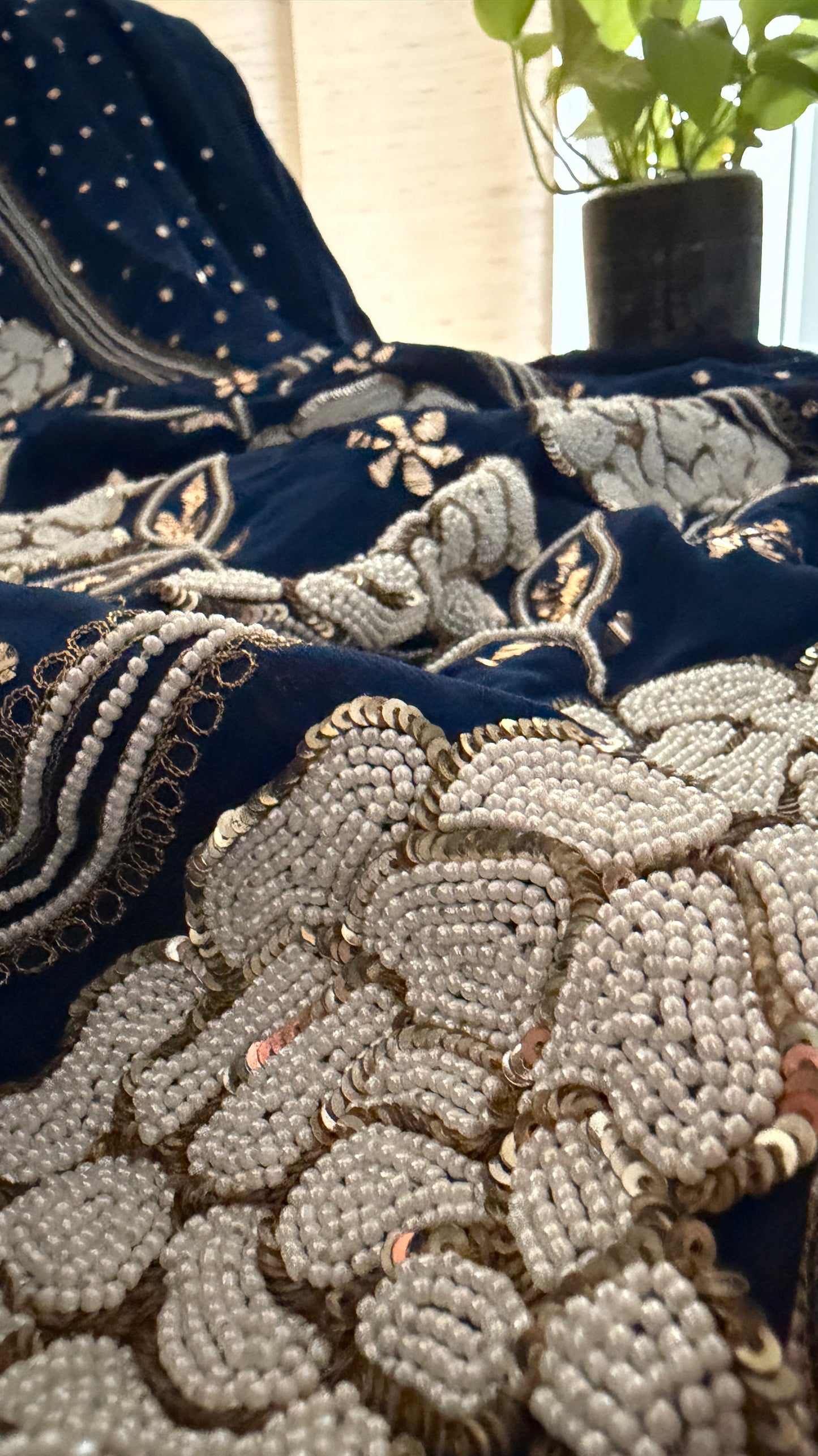 Masterpiece Royal Blue Pearl Kamdani Suit - Festive Collection
