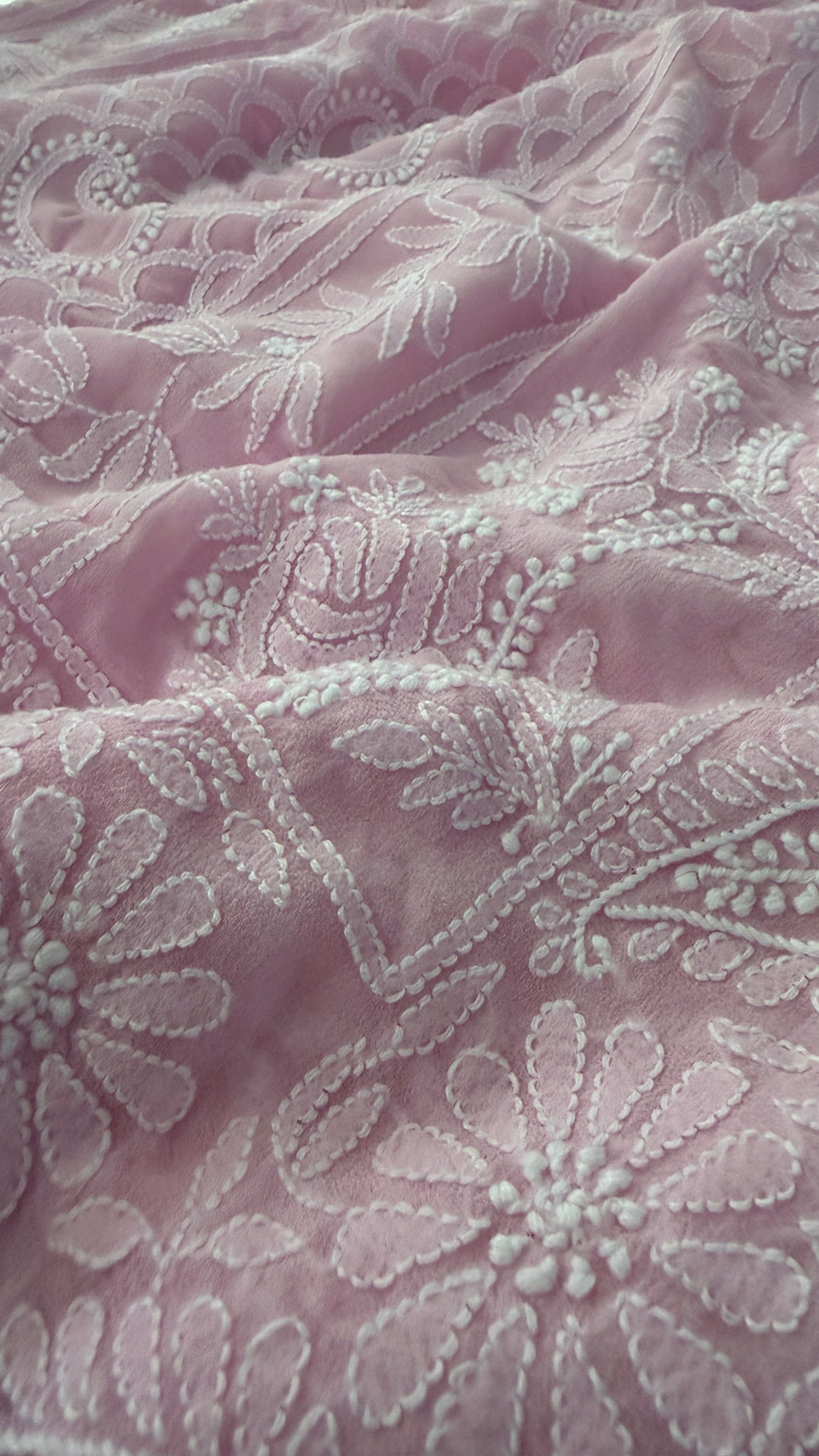 Pink Lucknowi Chikankari Saree