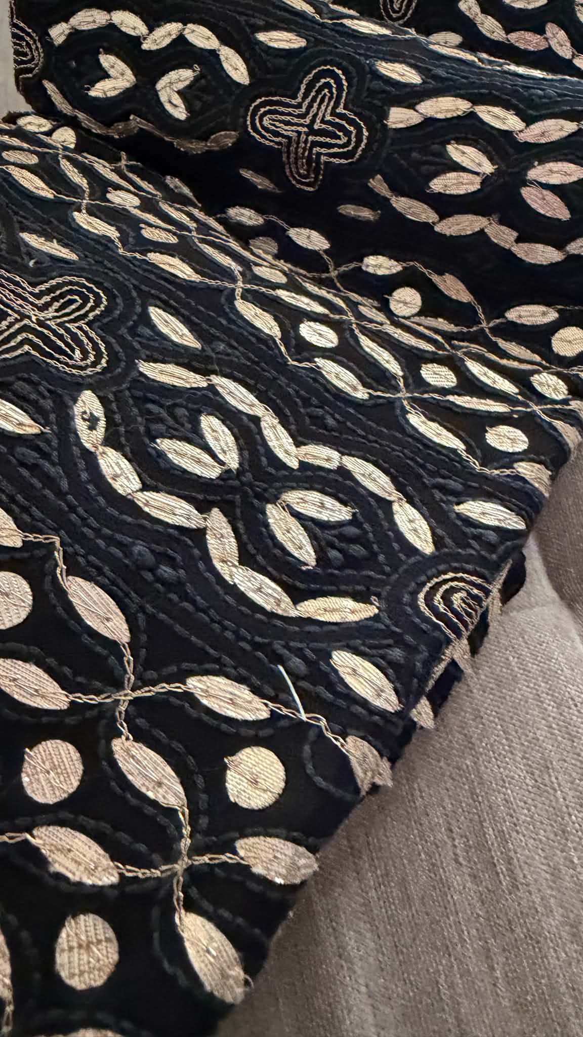 Black Gota Patti Unstitched Chikankari Suit (Kurta & Dupatta)