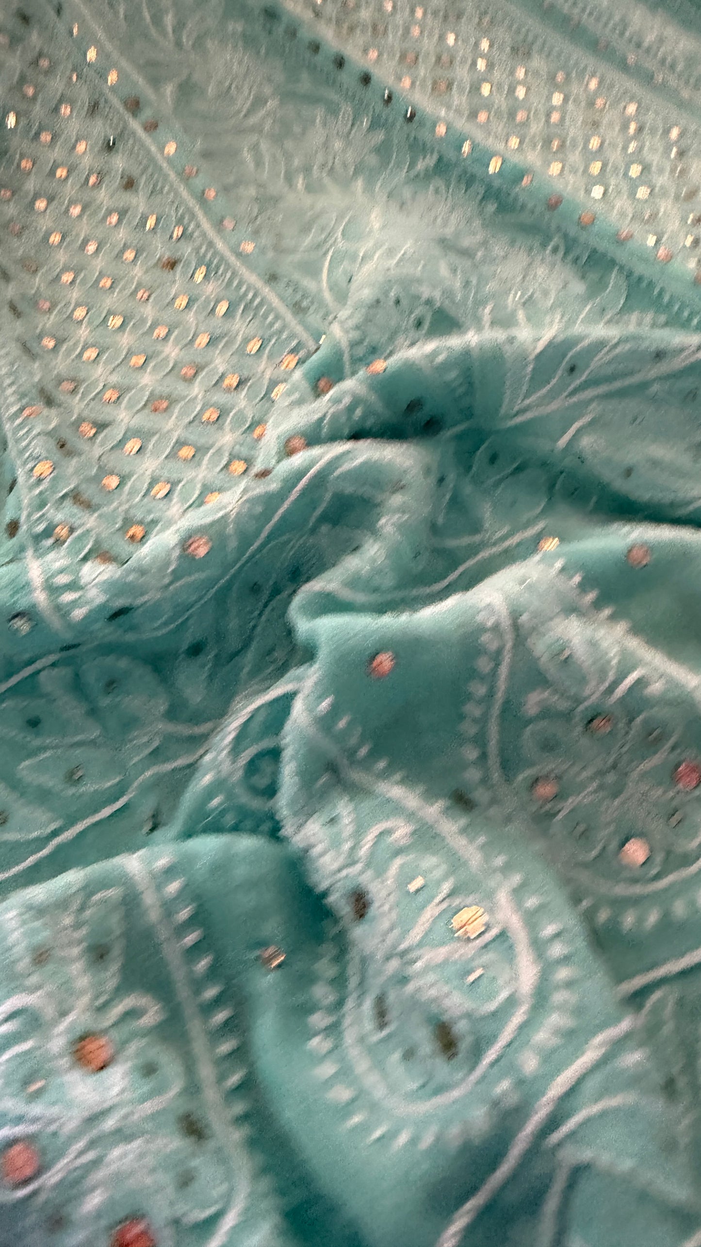 Sea Green Chikankari Anarkali Suit With Golden Mukaish (Anarkali And Dupatta)