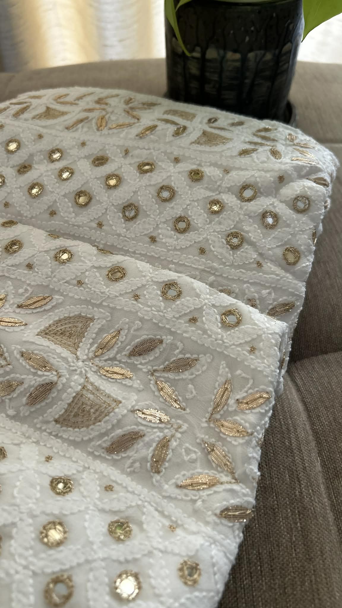 White Mirror & Gota Patti Chikankari Suit